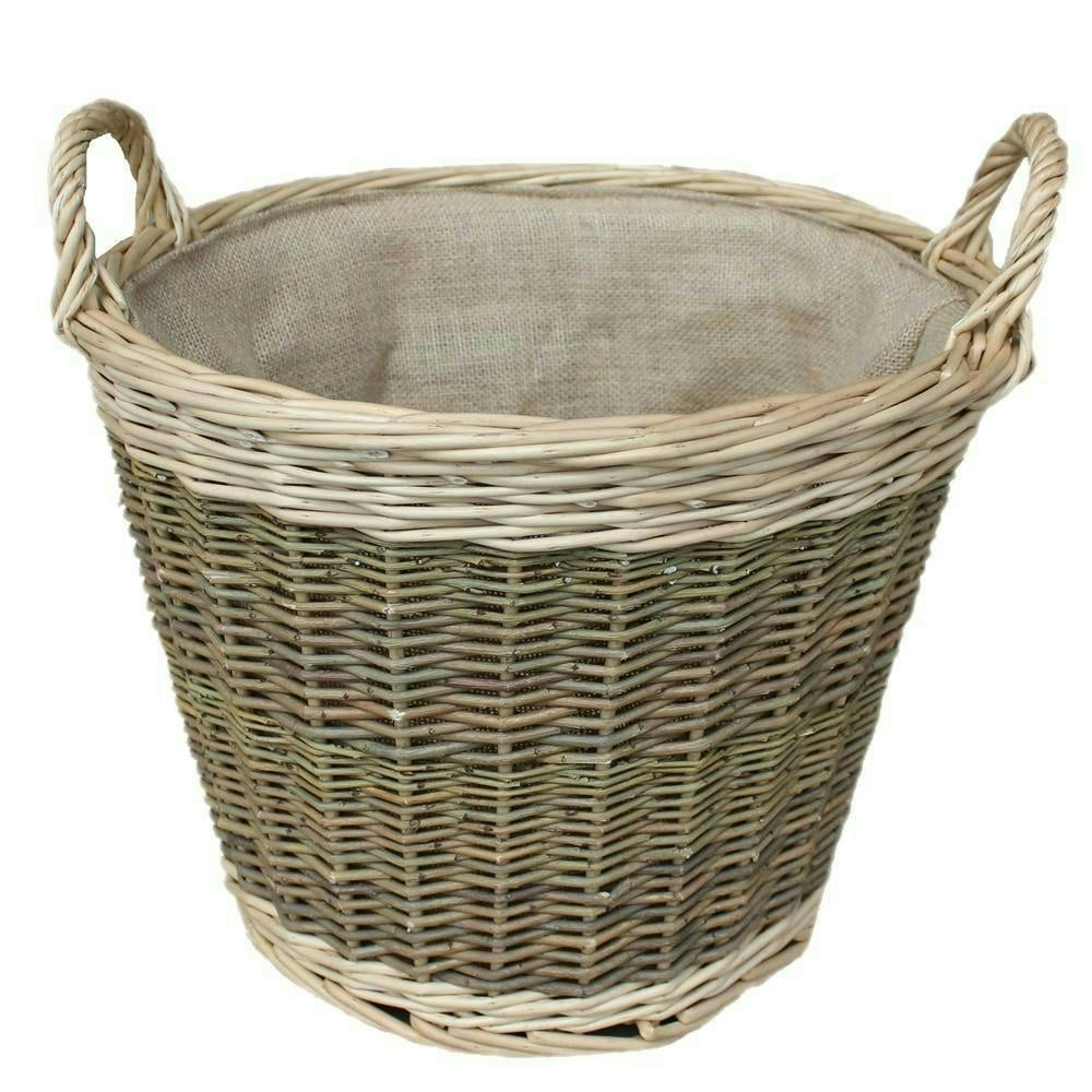 Red Hamper Red/Brown Hamper Medium Unpeeled Hessian Lined Wicker Log Basket