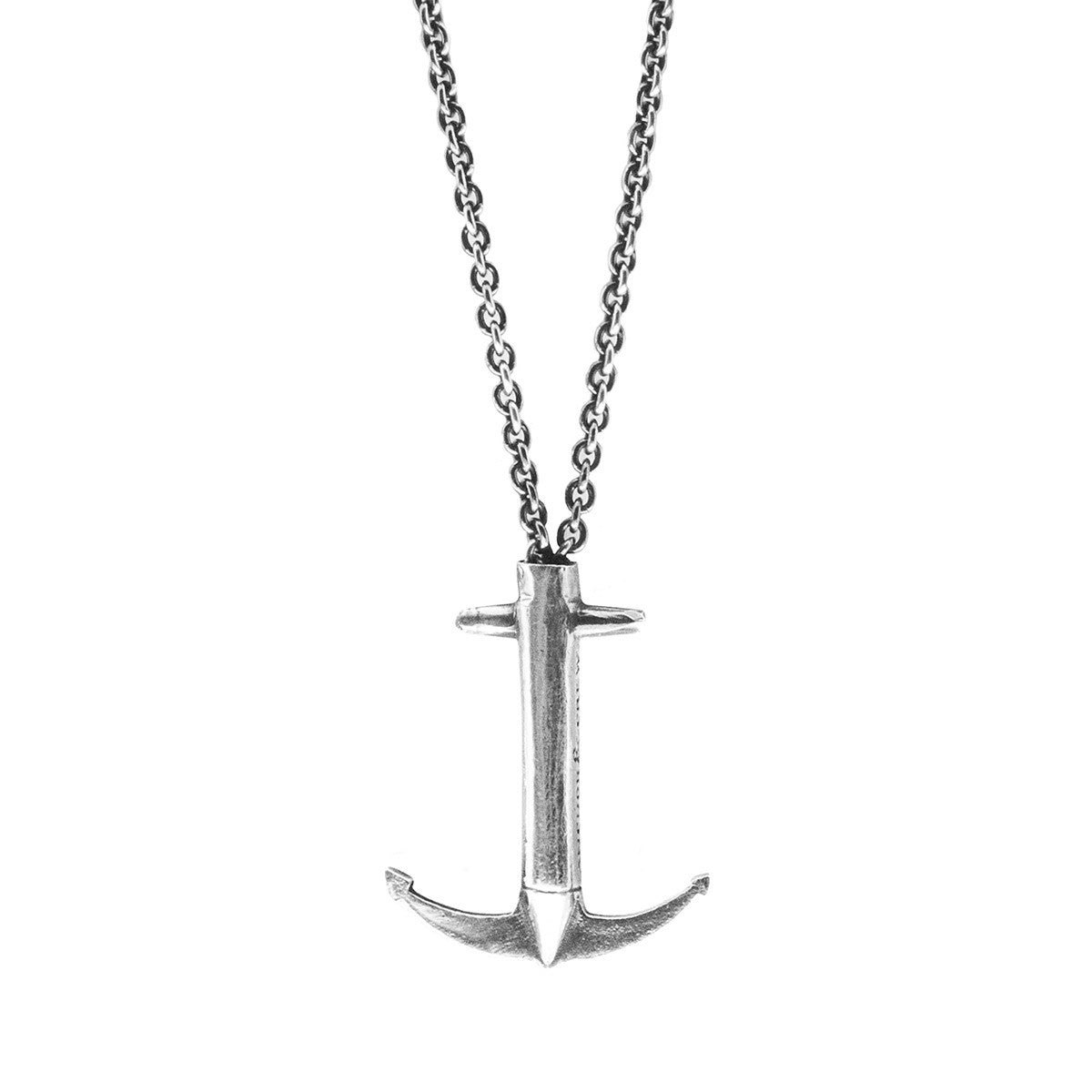Anchor & Crew Silver Admiral Anchor Signature Necklace Pendant - L - 55Cm