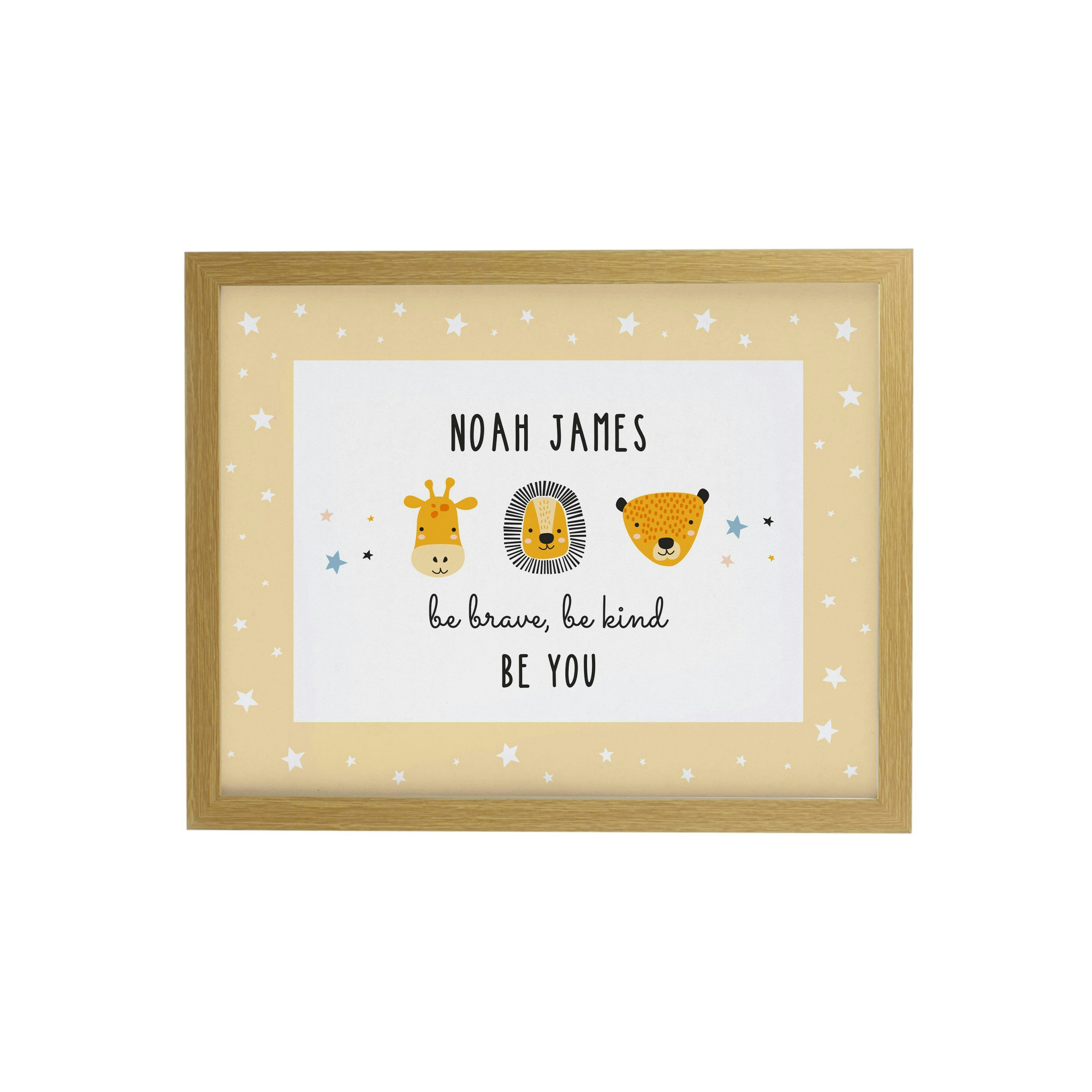 Personalised Memento Company Personalised Safari Animals Oak Poster Frame
