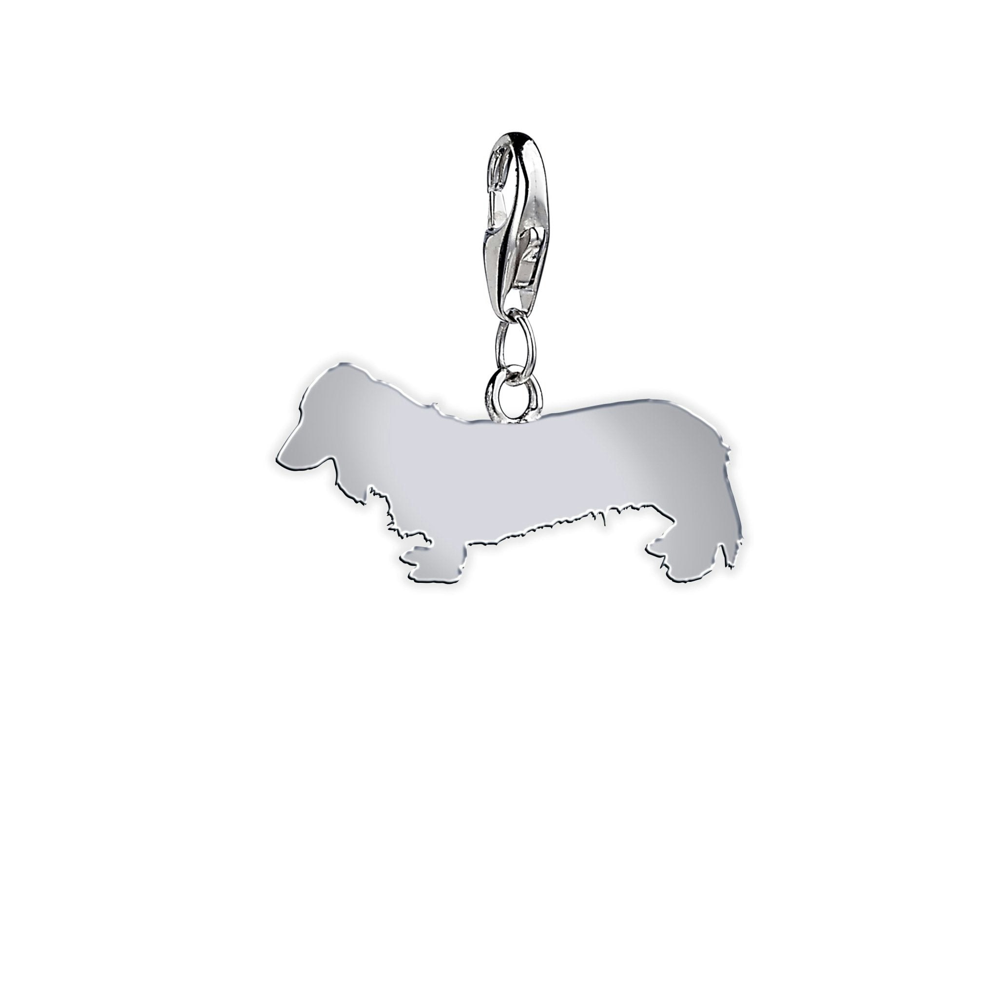 Mylee London Silver Long Haired Dachshund Silhouette Charm - Yes - Clip On Charm