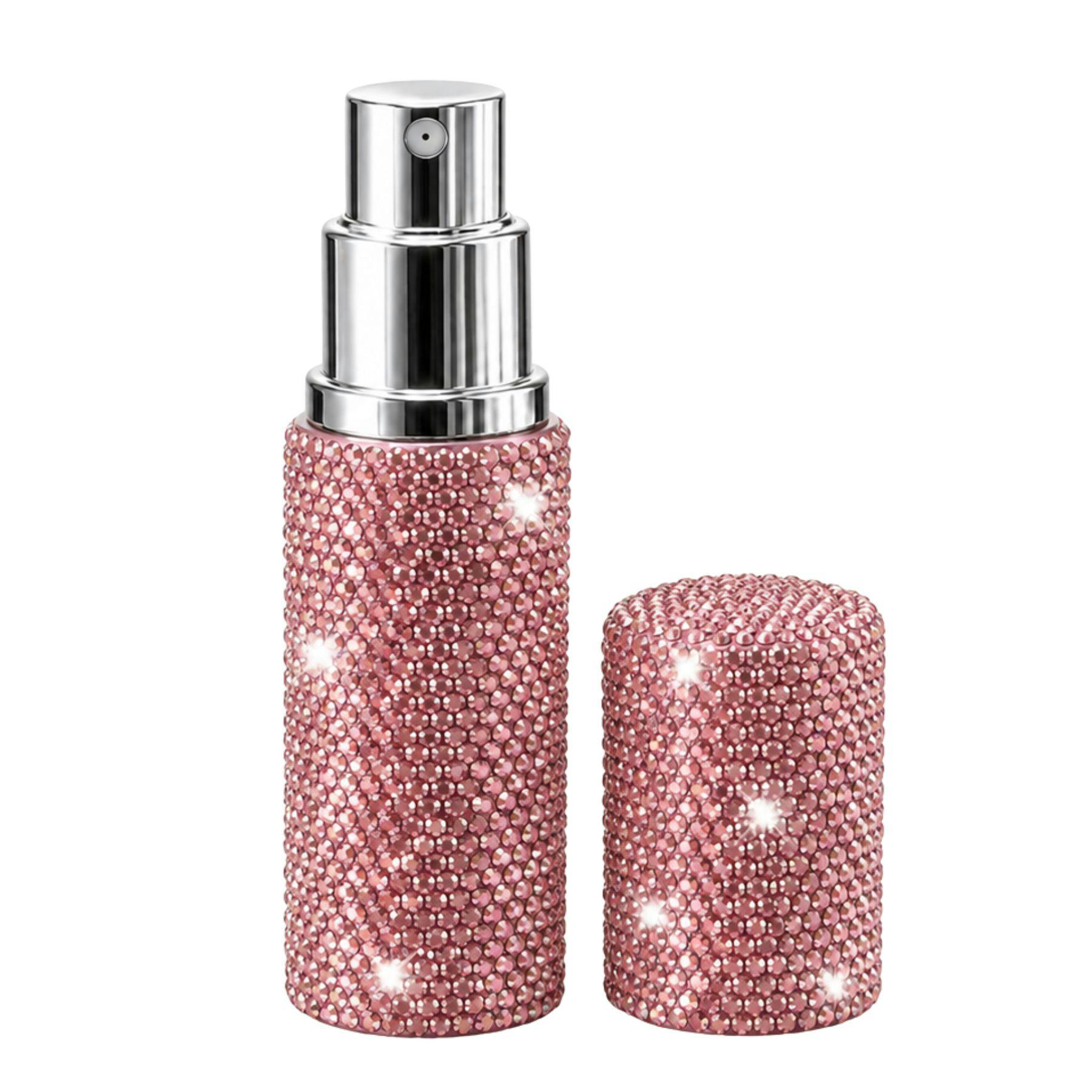 Love Emvy Pink Sparkly Crystal-Effect Refillable Perfume Atomiser Travel Spray 10Ml