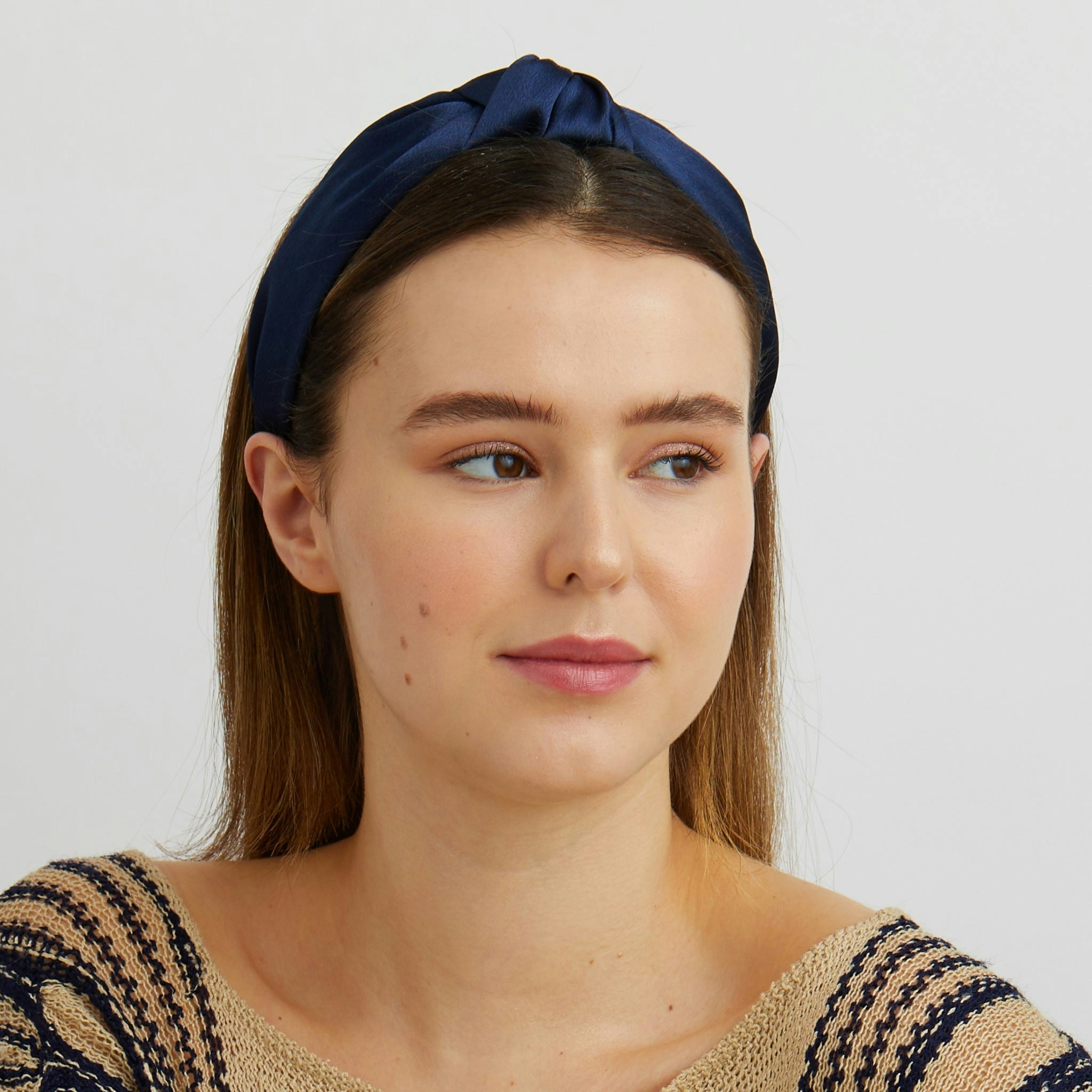 Queenmee Accessories Blue Turban Headband Navy Knot Headband