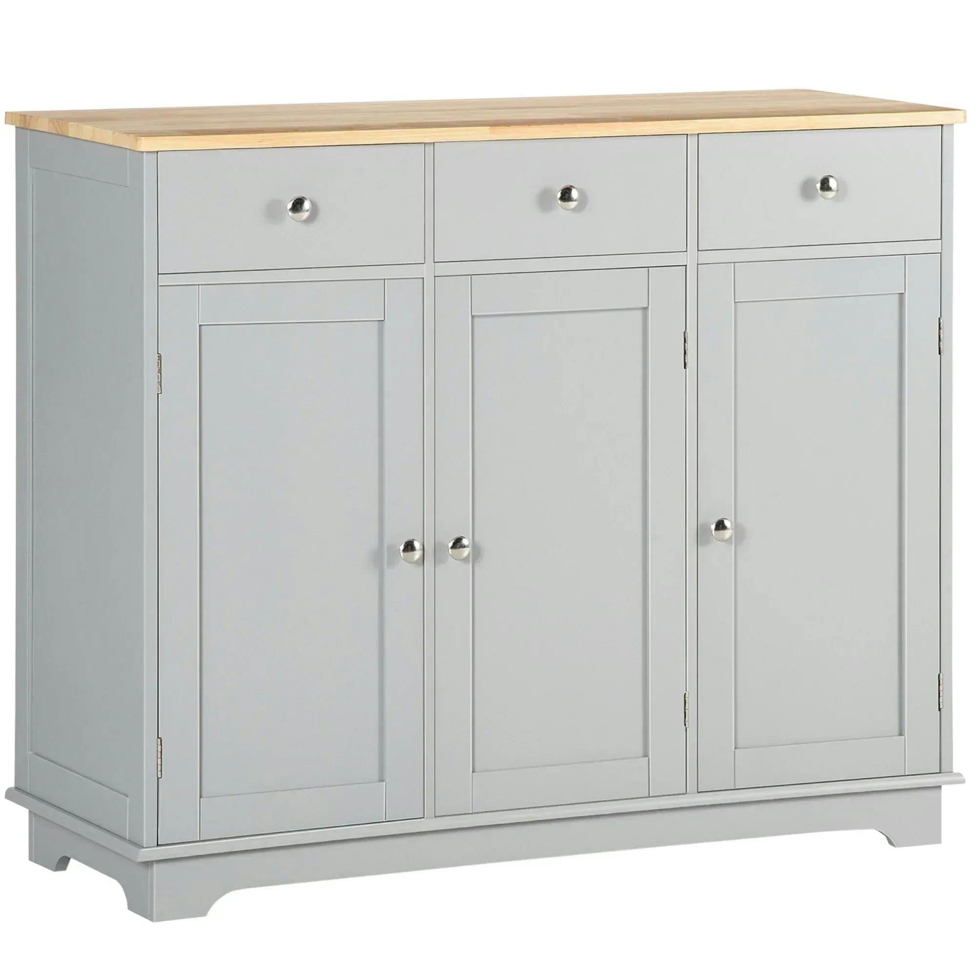 Homcom Sideboard Buffet Cabinet With Storage Cabinets And Drawers Grey - Image 5