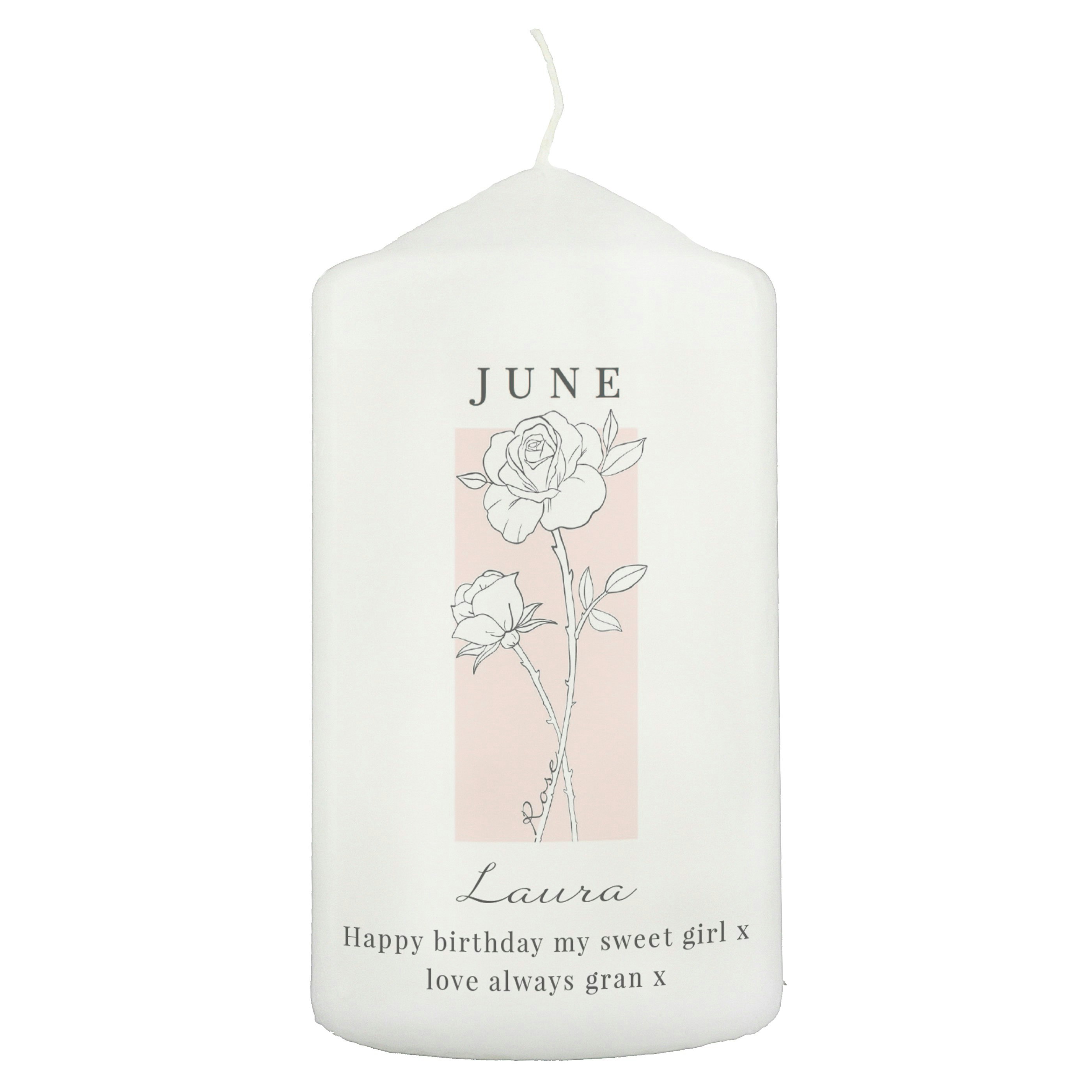 Personalised Memento Company Personalised Birth Flower Pillar Candle