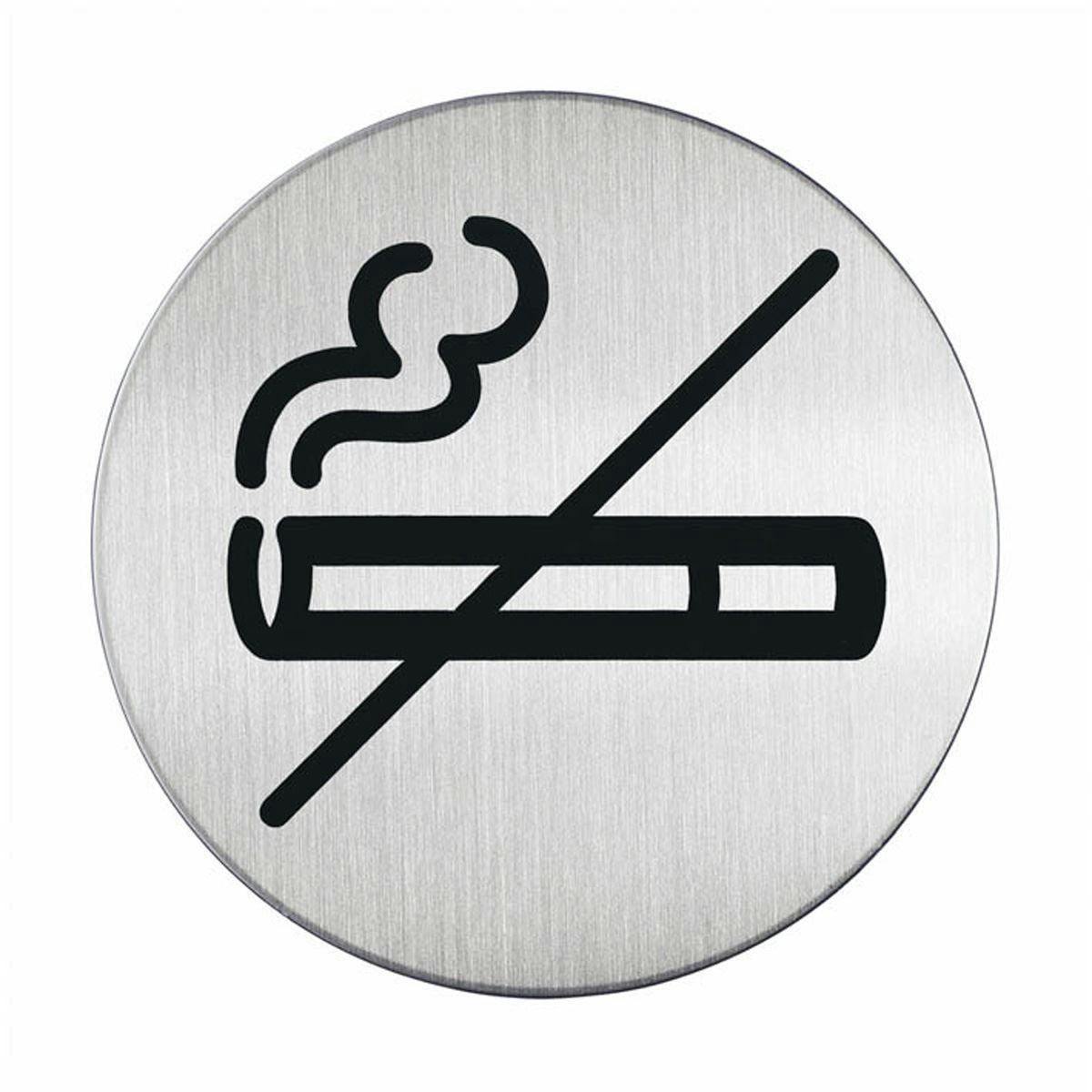 Durable Adhesive No Smoking Sign Safety Symbol | Brushed Stainless Steel | 83Mm