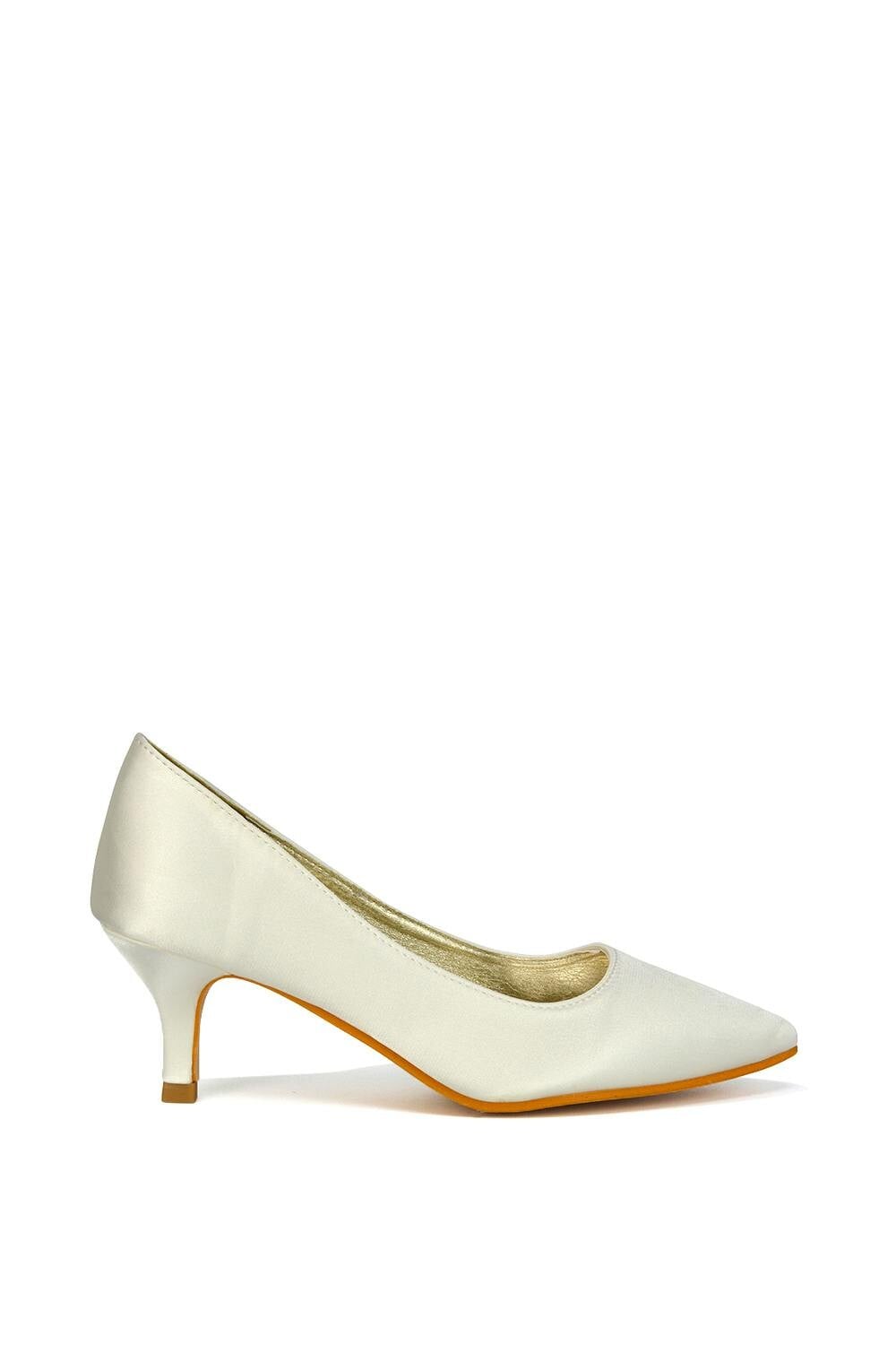 Xy London Women's Ivory Pointed Toe Mid Stiletto Kitten Heel Court Shoes - 7