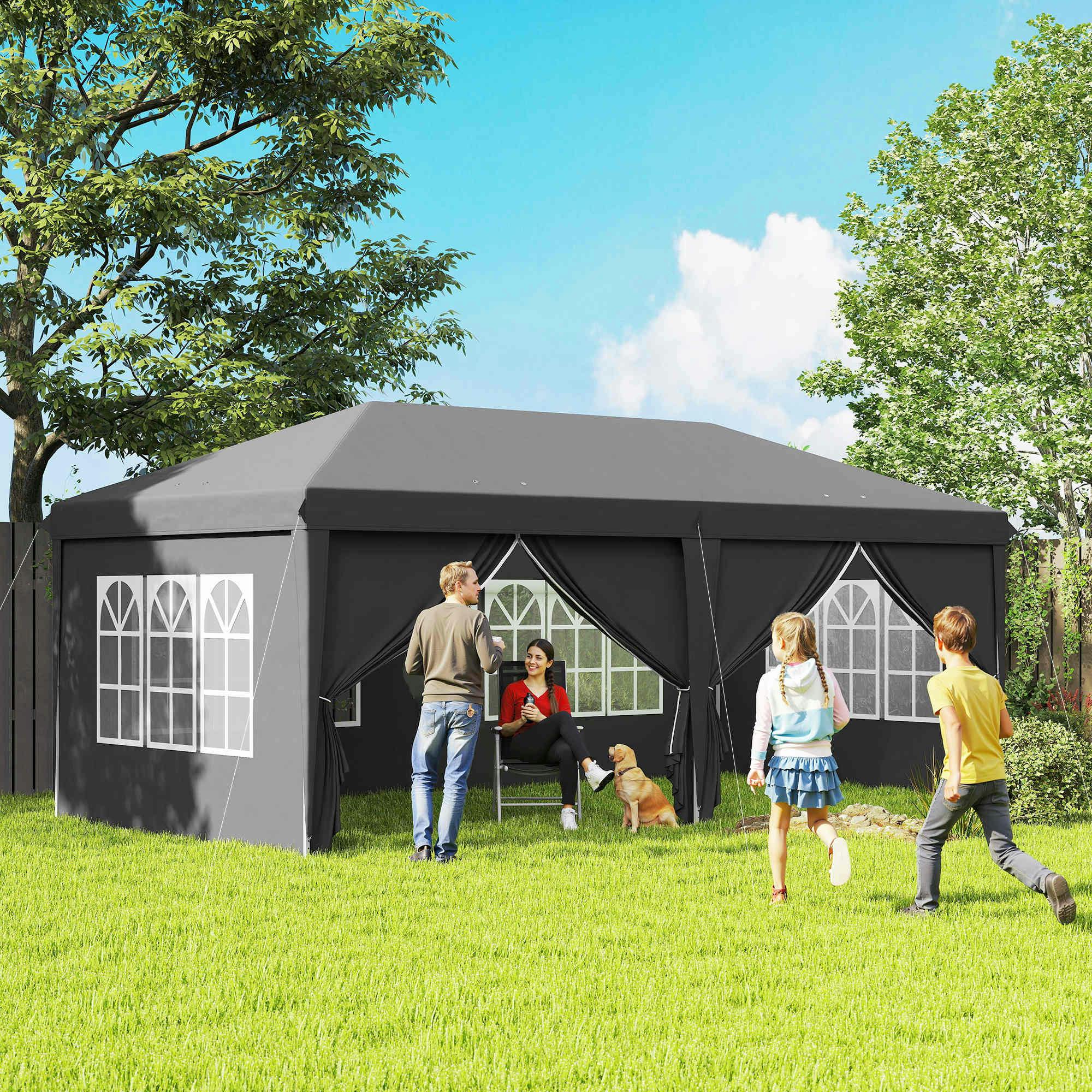 Outsunny Blue/Grey 3M X 6M Pop Up Gazebo Party Tent Canopy Marquee With Storage Bag