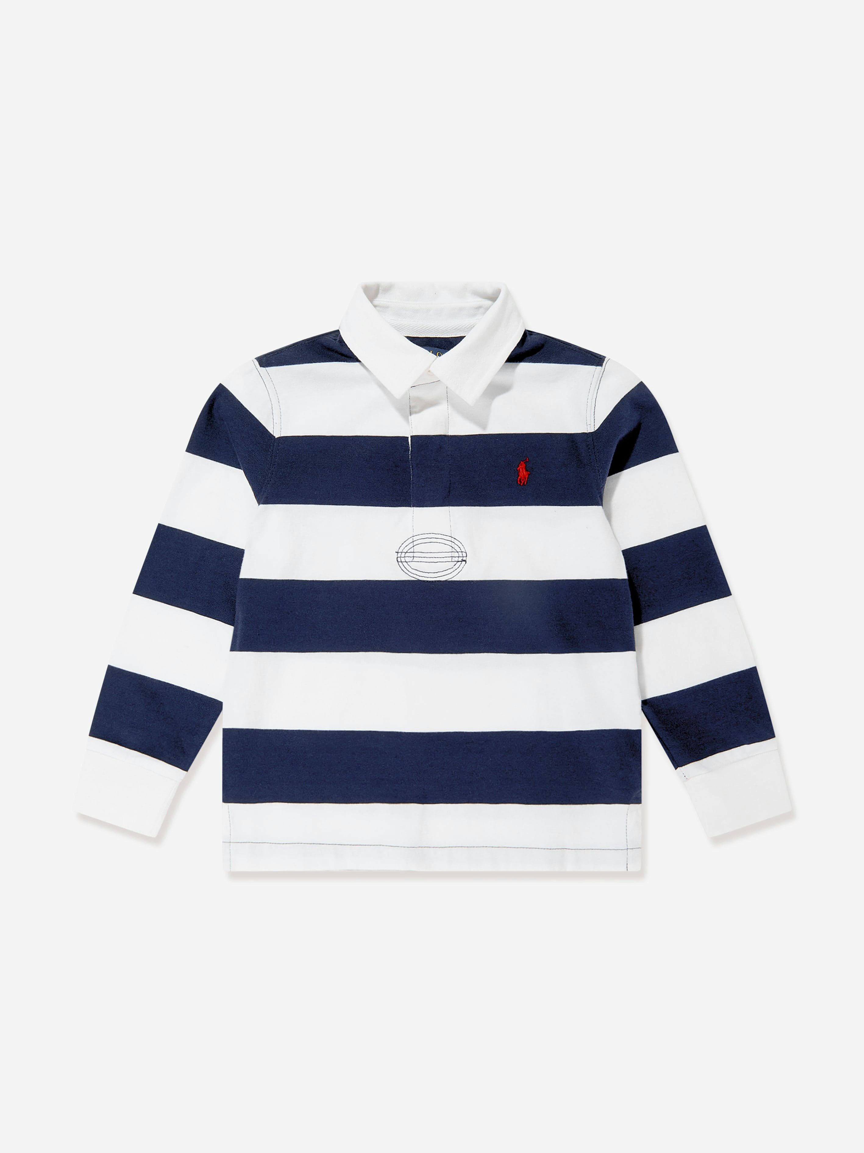 Ralph Lauren Kids Boys Striped Jersey Rugby Shirt In Navy - Multicoloured - 3 Yrs