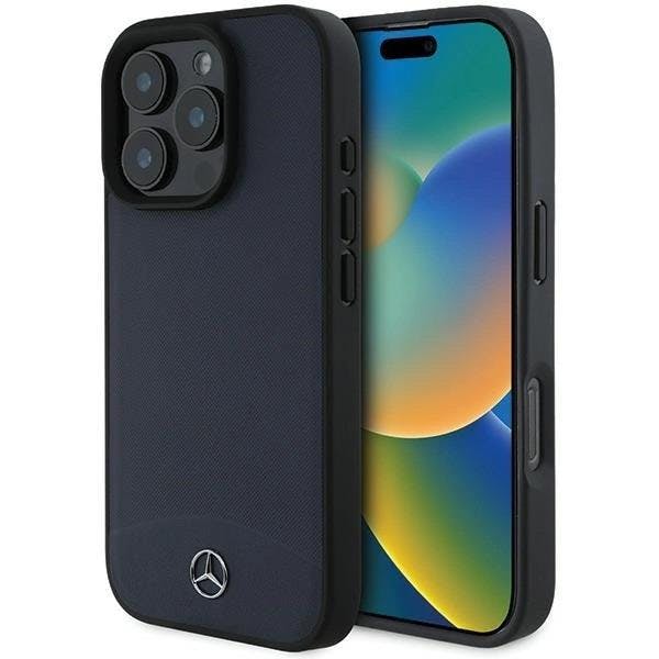 Mercedes Blue Textured And Plain Leather Case With Magsafe For Iphone 16 Pro Max 6.9" Navy - Mehmp16x23rbarv