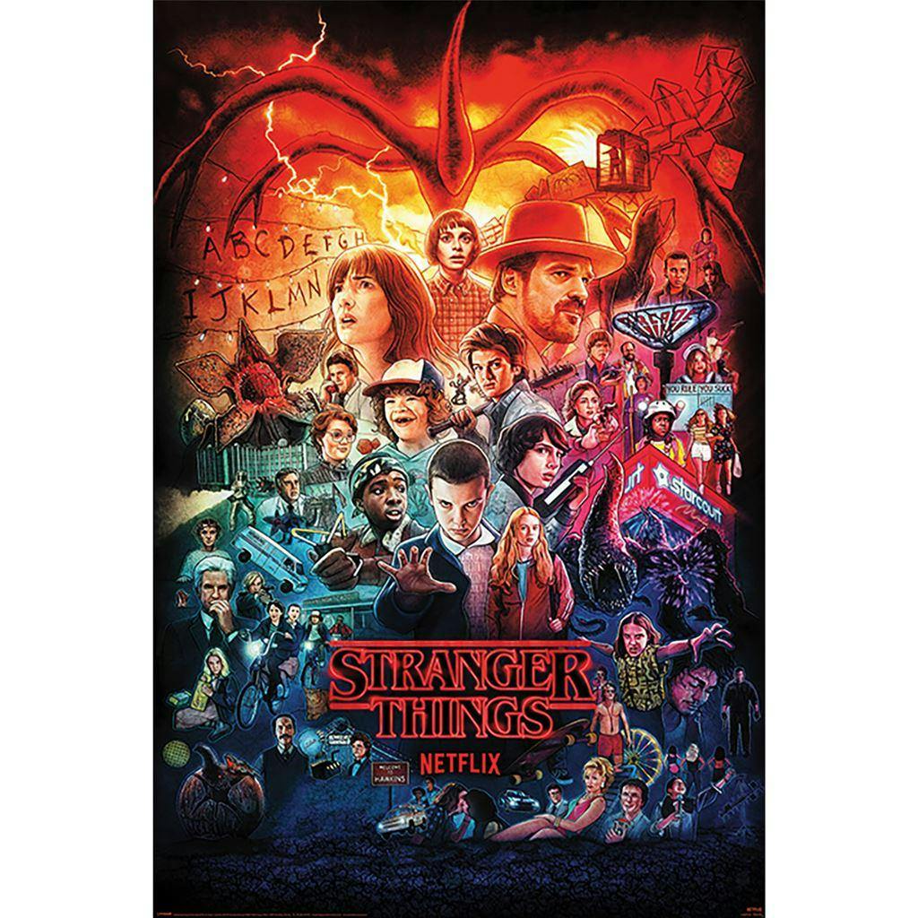 Stranger Things Red/Blue/Black Seasons Montage Poster - 91.5Cm X 61Cm X 0.1Cm