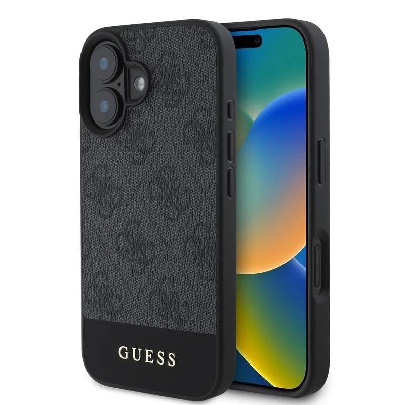 Guess Black Pu 4G Stripe Case For Iphone 16 6.1" - Guhcp16sg4glgr