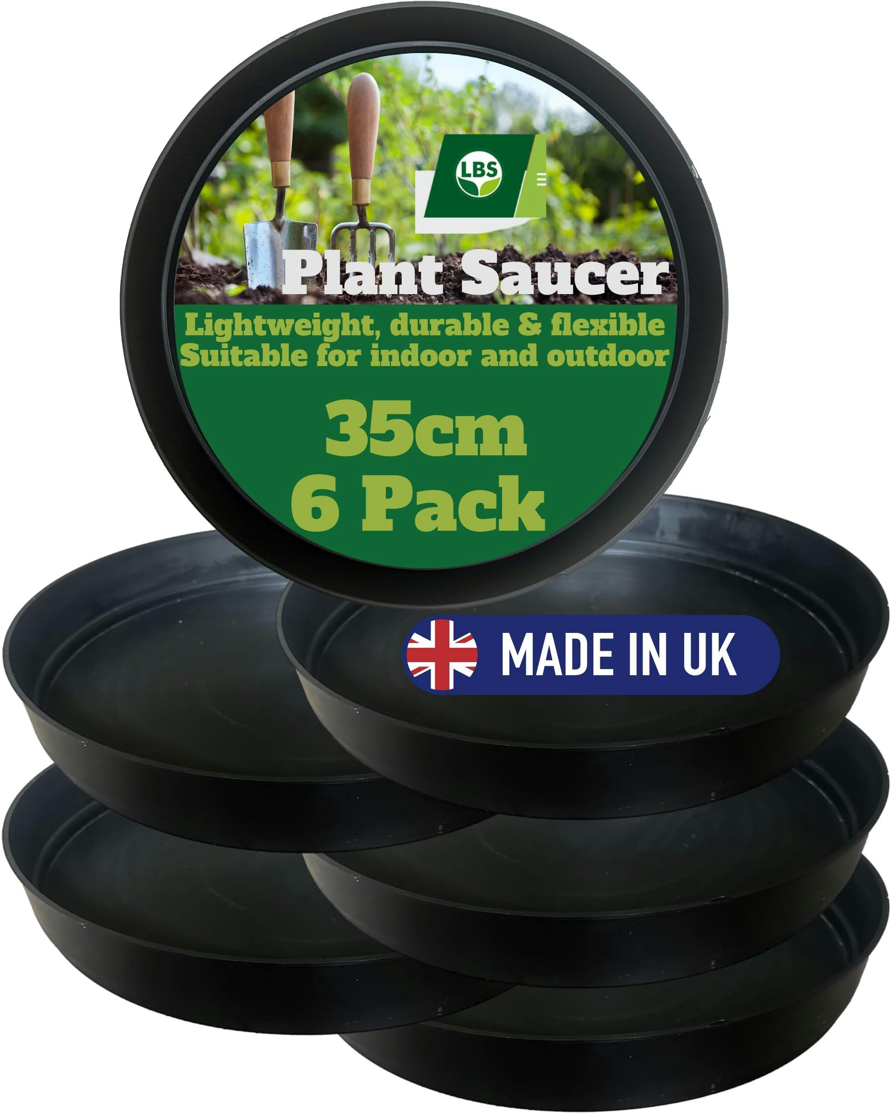Rackhams Black 35Cm - 6 Pack Outdoor & Indoor Plant Pot Saucers