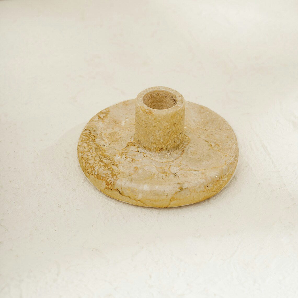 Coastal Villa Homeware Onyx/Beige Marble Candle Stick Holder In And