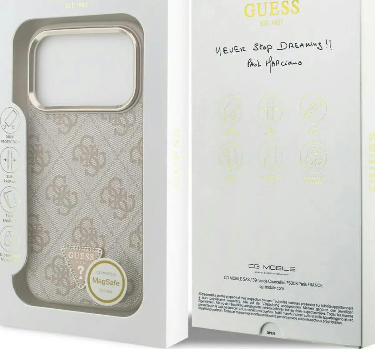 Guess Gold 4G Triangle Logo Case With Magsafe For Iphone 17 Pro 6.3" Rose - Guhmp17lp4gtdgmp