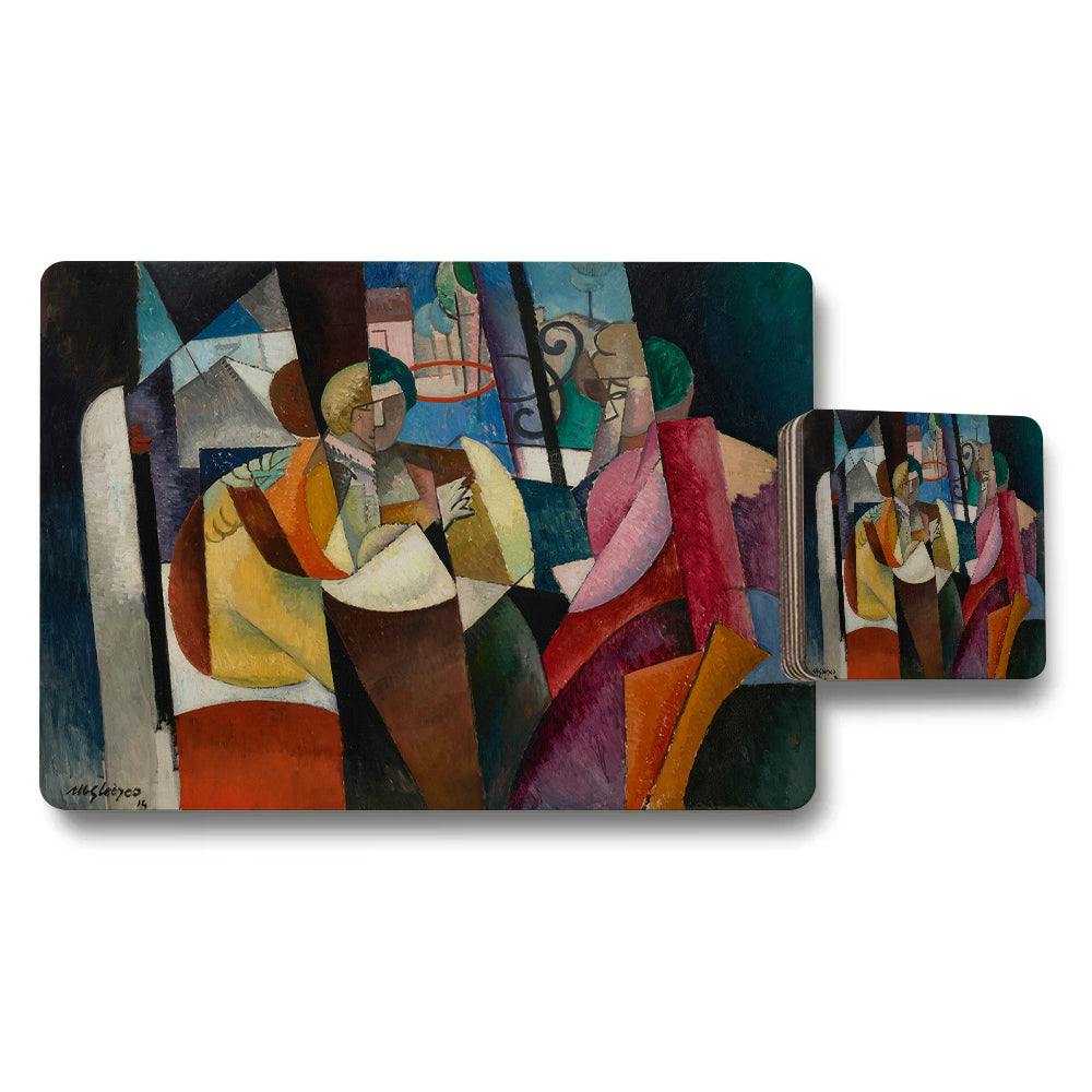 Rackhams Abstract Cubist Placemats And Coasters Set For Modern Dining Room