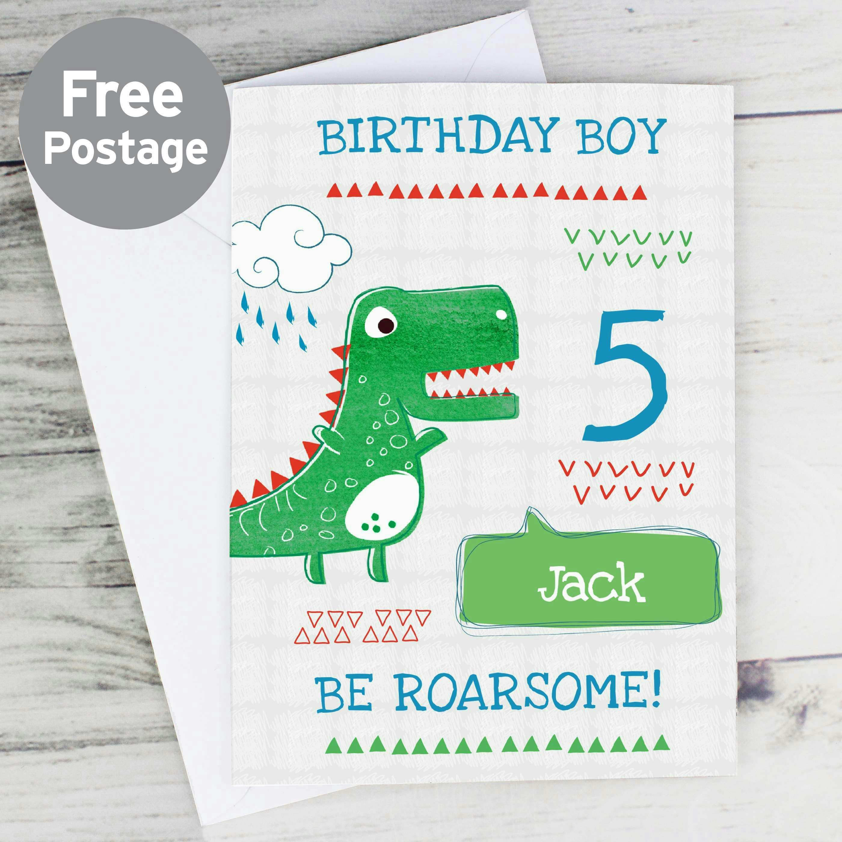 Personalised Memento Company Personalised 'Be Roarsome' Dinosaur Card