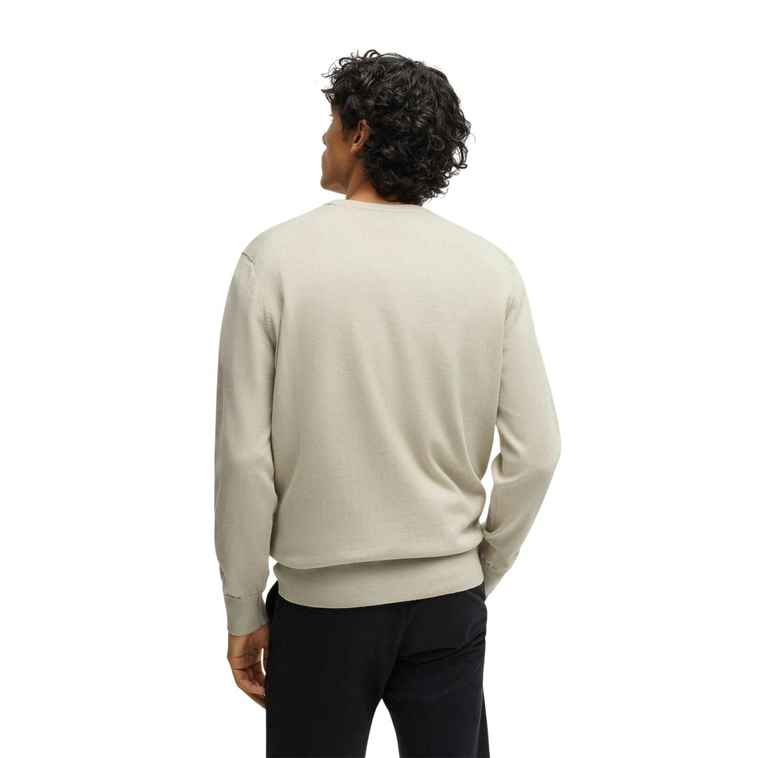 Boss Men's Light/Beige Kanovano Crew Neck Jumper - Xxl - 95% Cotton/5% Cashmere