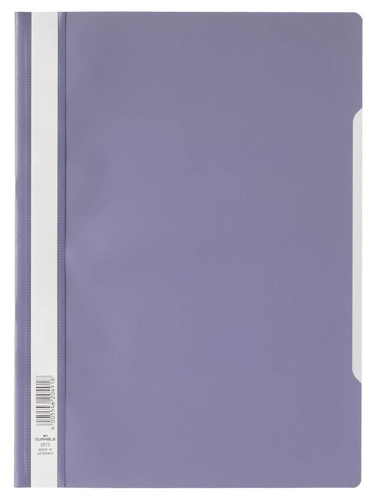 Durable Purple Clear View Project Folder Document Report File | 25 Pack | A4