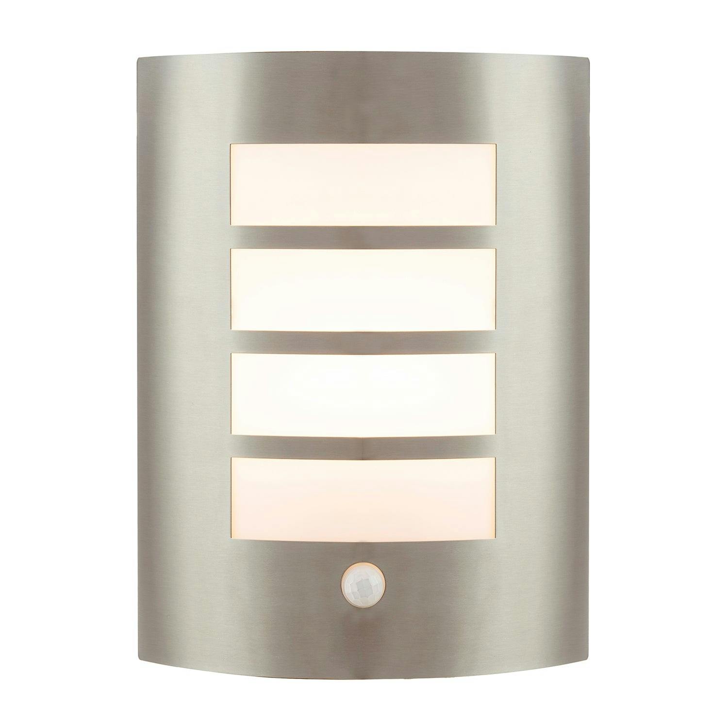 Rackhams Light/White Modern Outdoor Ip44 Stainless Steel Flush Wall Lamp Fitting With Pir Sensor