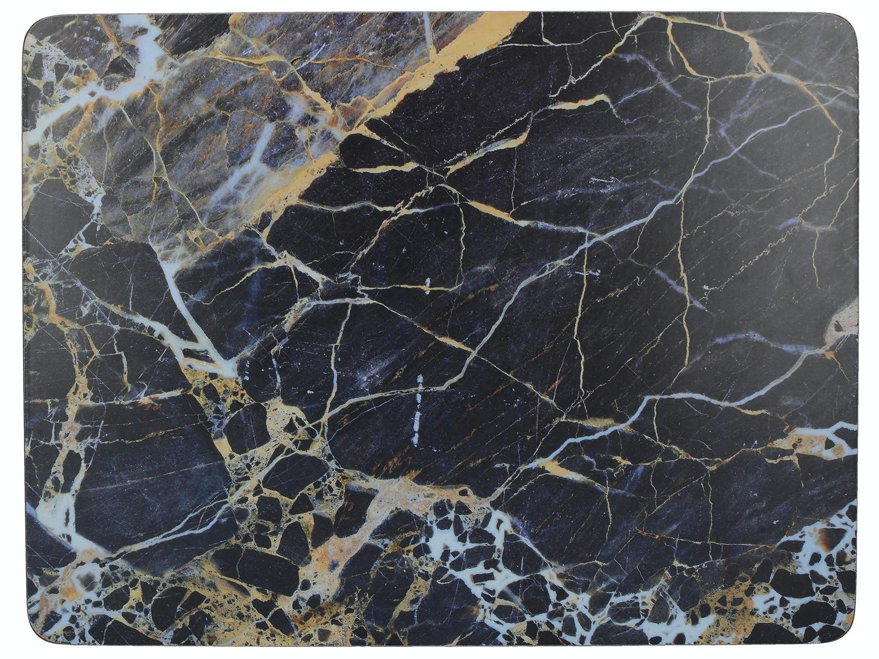 Rackhams Blue Navy Marble Pack Of 6 Premium Placemats - Wood - Placemats And Coasters
