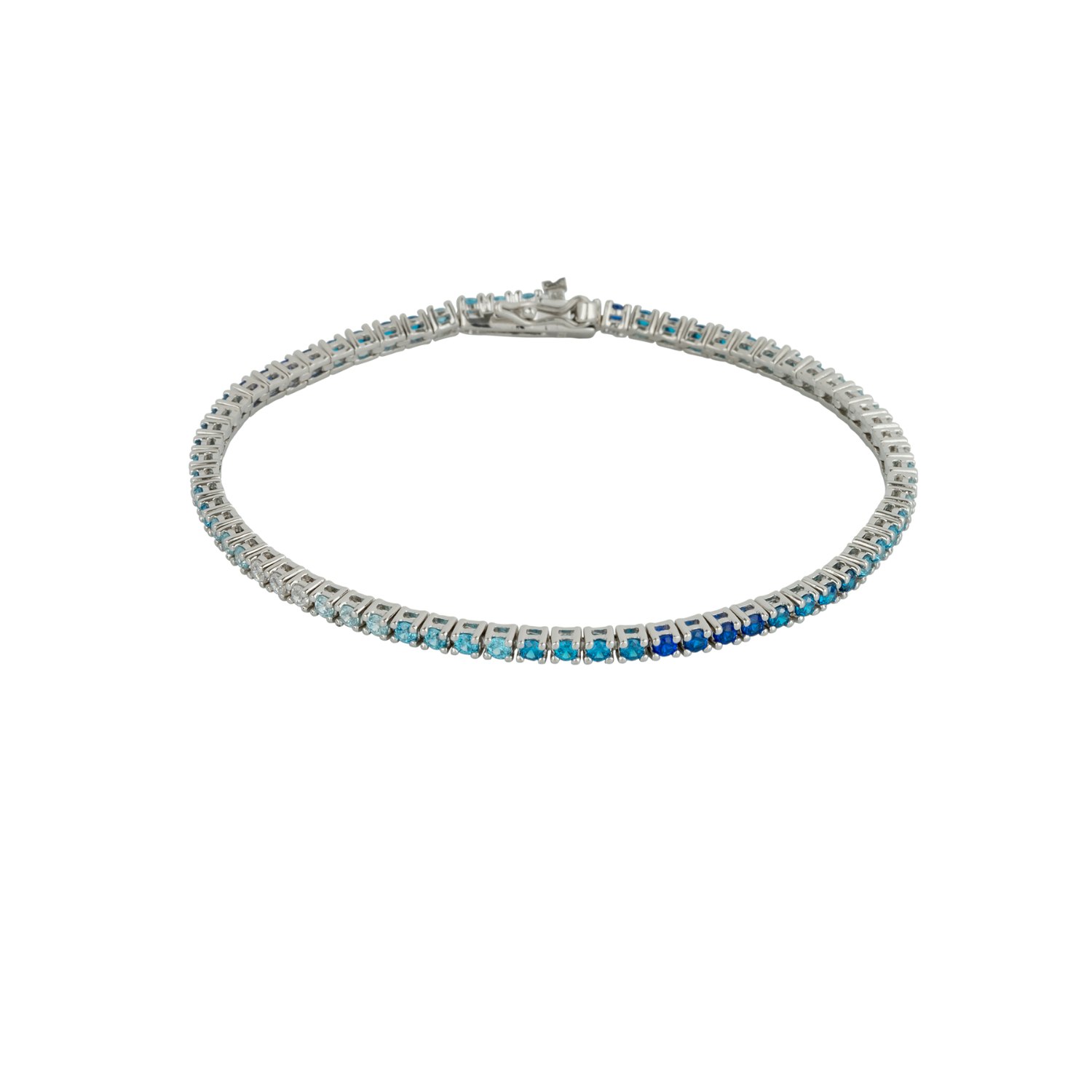 Spero London Silver/Blue Sterling Gradient Fine Tennis Bracelet