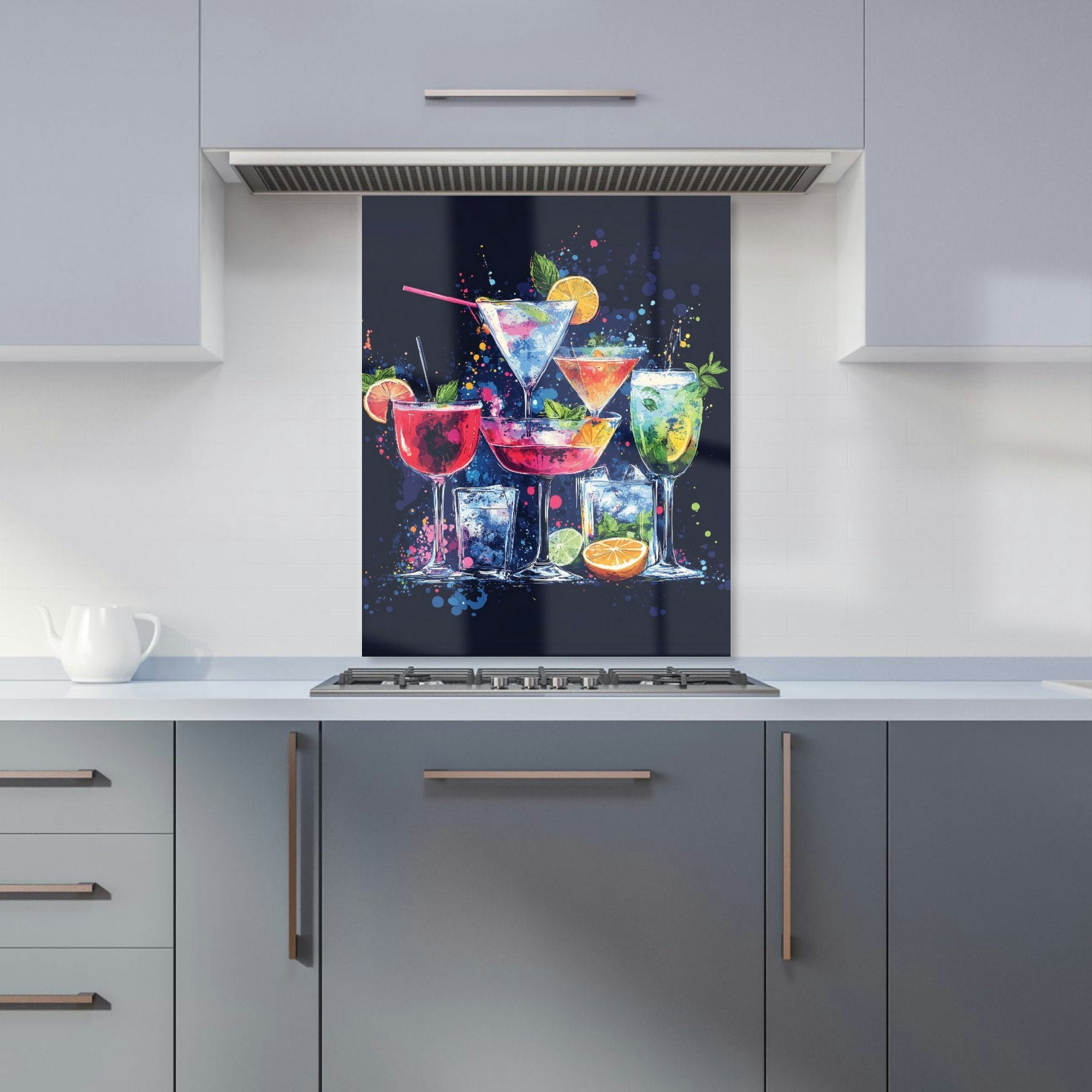Warren Reed - Designer Nighttime Cocktail Splash Kitchen Splashback - W600mm X H750mm