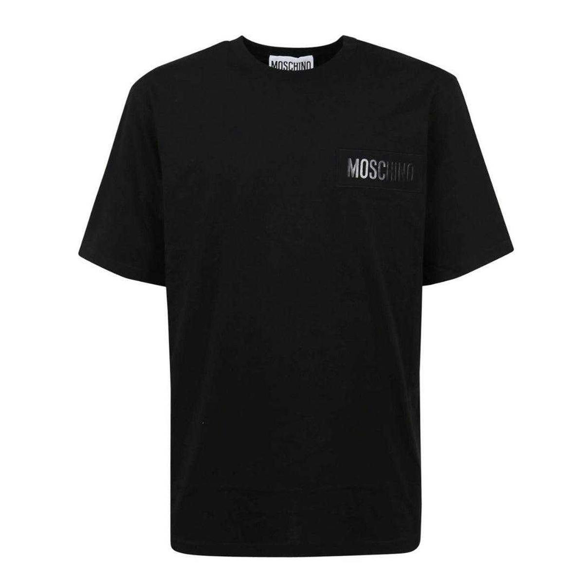 Moschino Men's Black Patch Logo T-Shirt - Xs - 100% Cotton