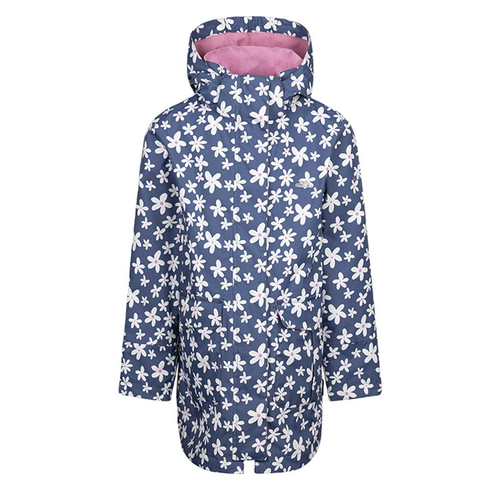 Trespass Girls Blue Primdrop Waterproof Hooded Raincoat - Tone - 5-6 Years - Tone - 100% Polyester