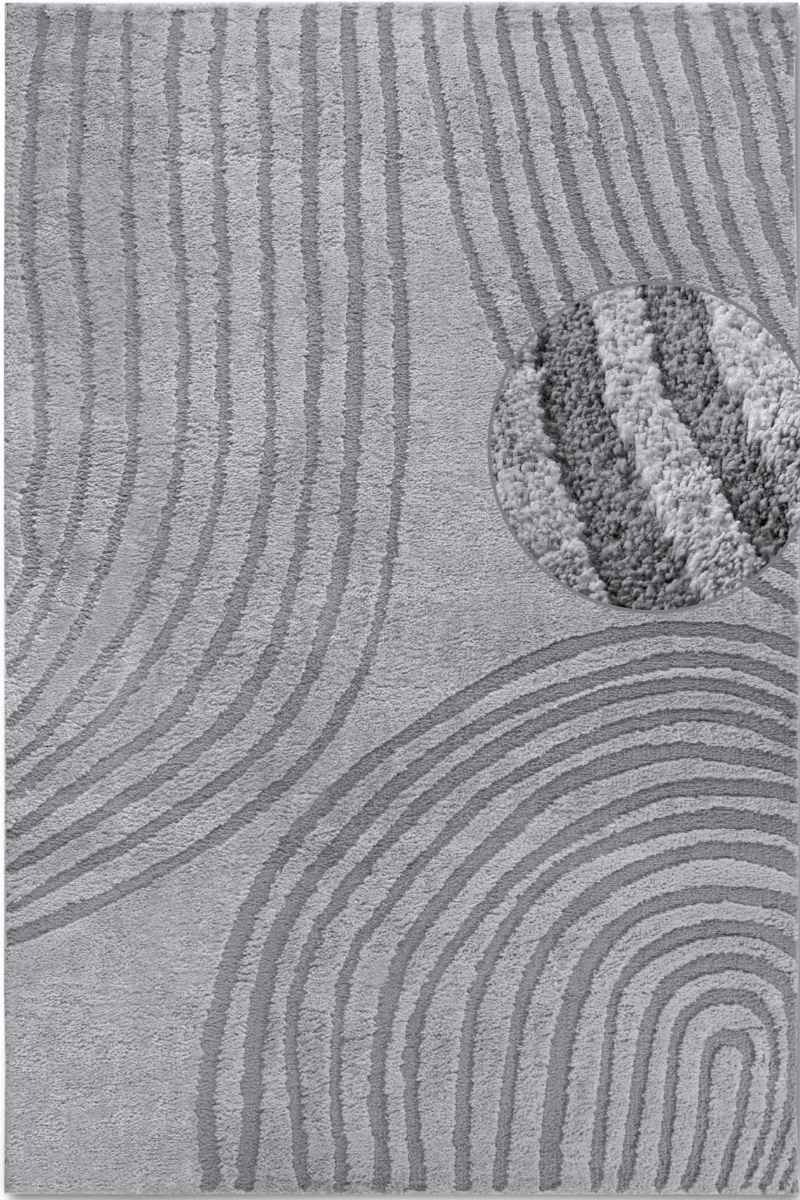 Hanse Home Grey High Pile Rug Pigment – Geometric Design - 120X170 Cm