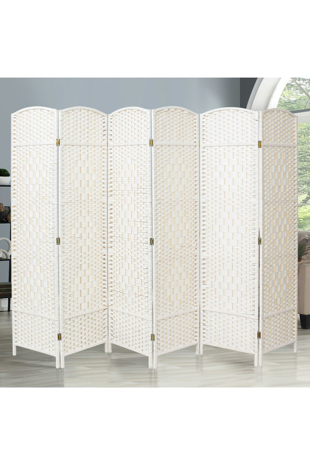 Living And Home White Folding Solid Wood Room Divider Privacy Screen