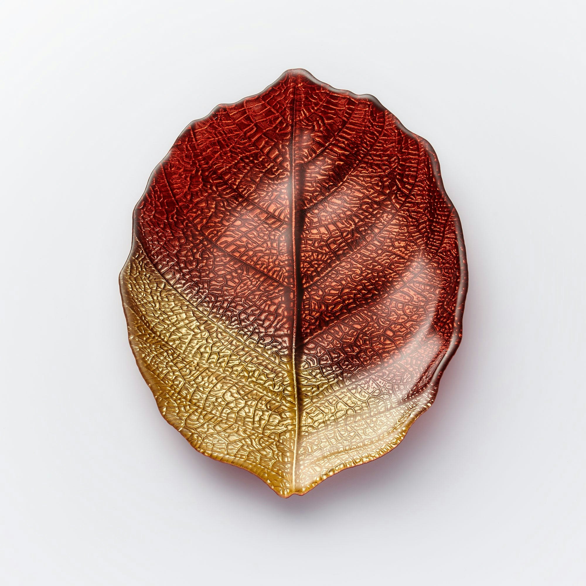 Sienna Glass Brown/Gold Glass Plate - Leaf Design - &