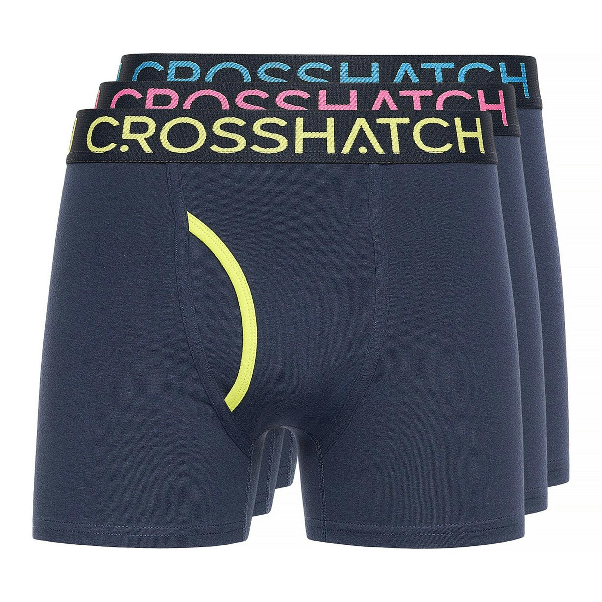 Crosshatch Men's Trioglow Boxer Shorts (Pack Of 3) - Navy - S - Navy - 95% Cotton/5% Elastane