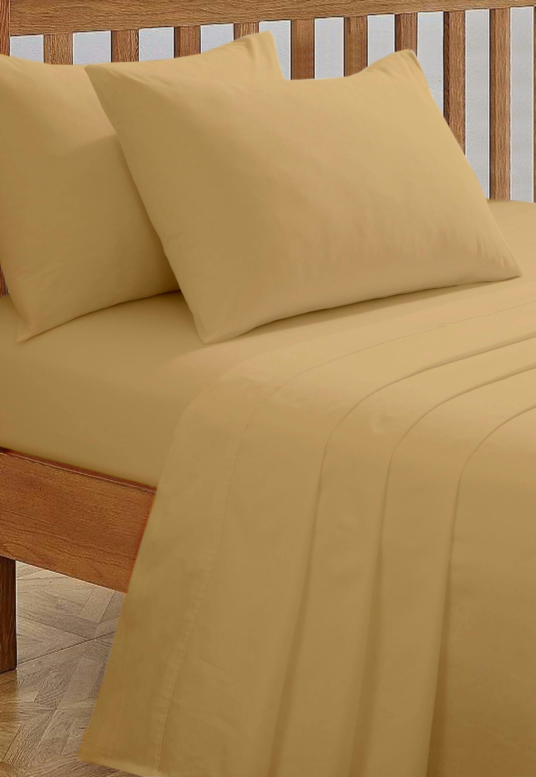 Rackhams Green Polycotton Deluxe Pillowcase Non Iron - Ochre - Pillowcase (48Cm X 74Cm)