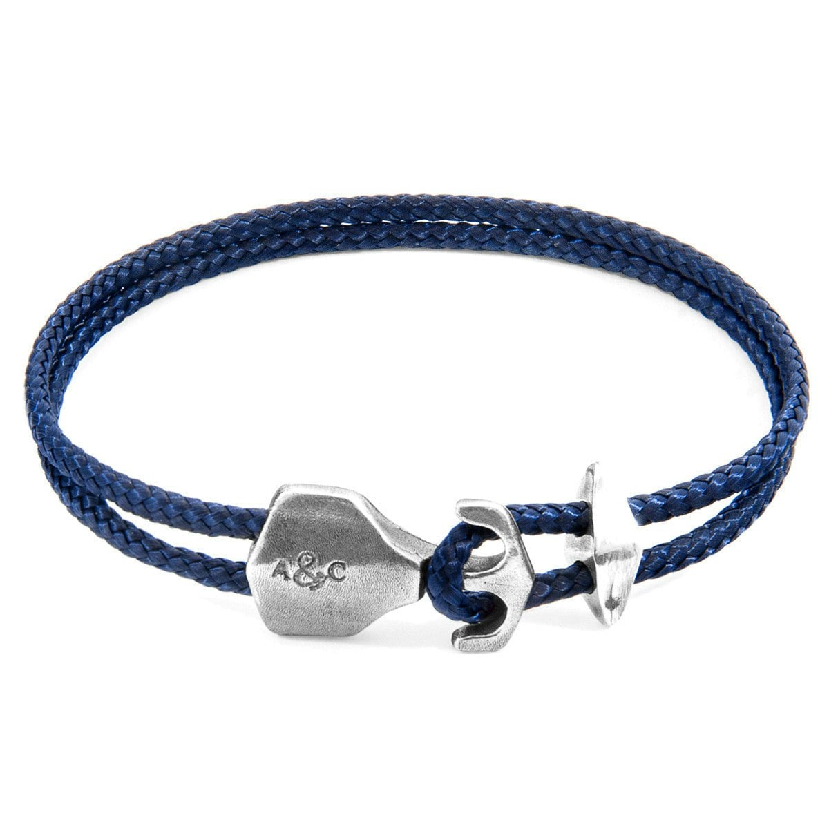 Anchor & Crew Blue/Silver Navy Delta Anchor And Rope Bracelet - S - 19Cm