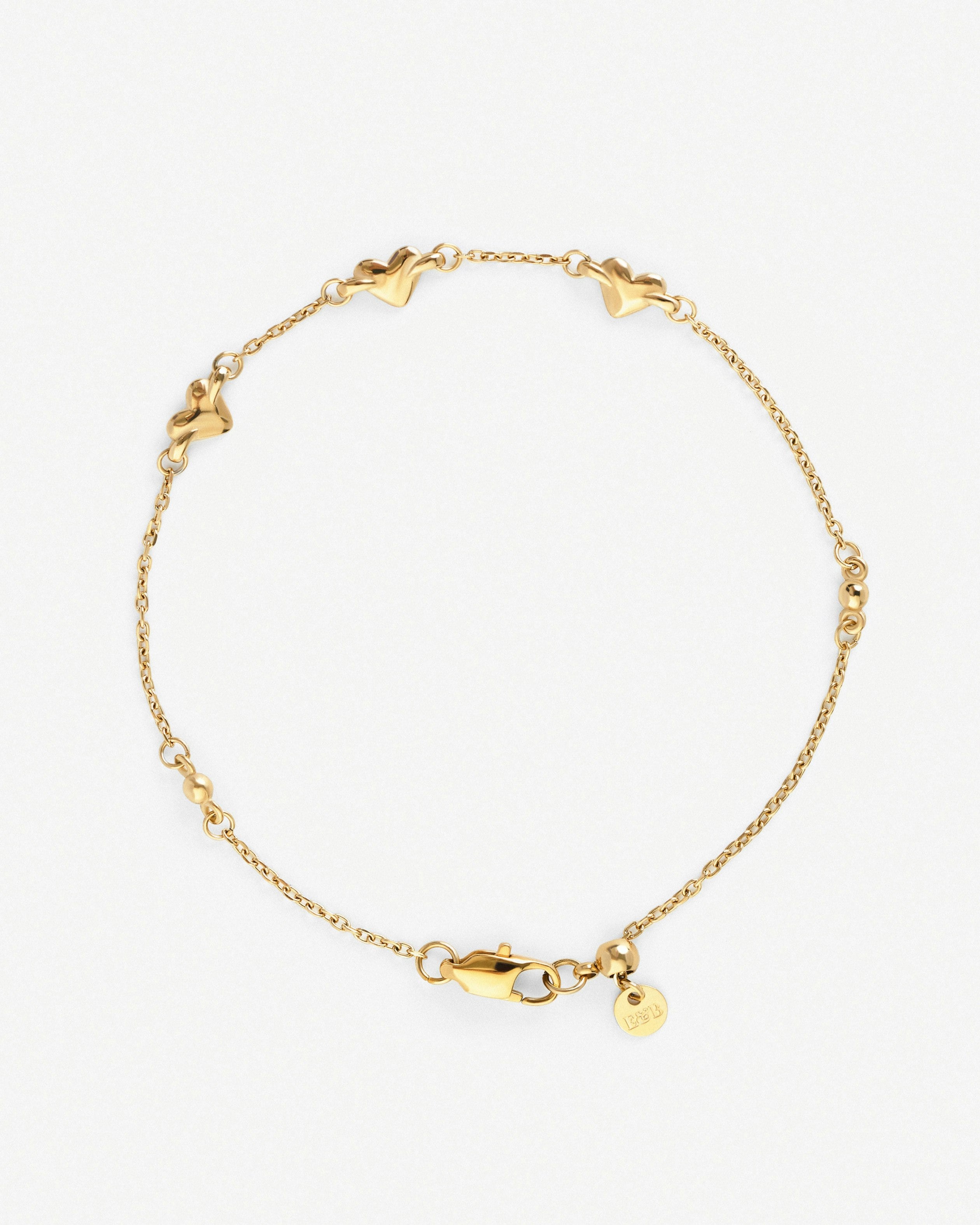 Elk & Bloom Gold Forever Hearts Triple Heart 15K Plated Bracelet - No Thank You
