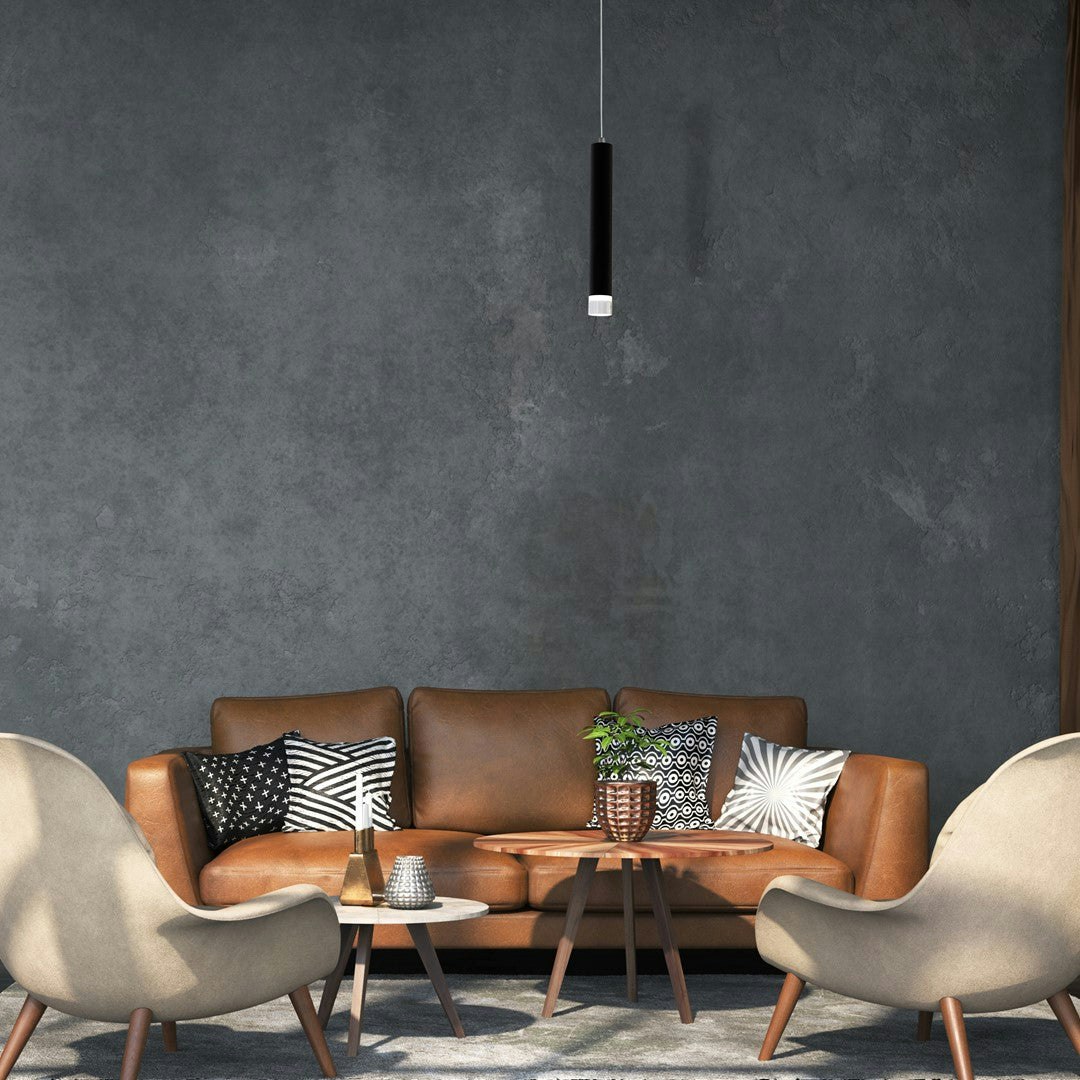 Rackhams Black/Light Carbon Led Pendant Lamp 1X5w Eye Catching Contemporary Cylindrical Lights With Built In Low Consumption Source