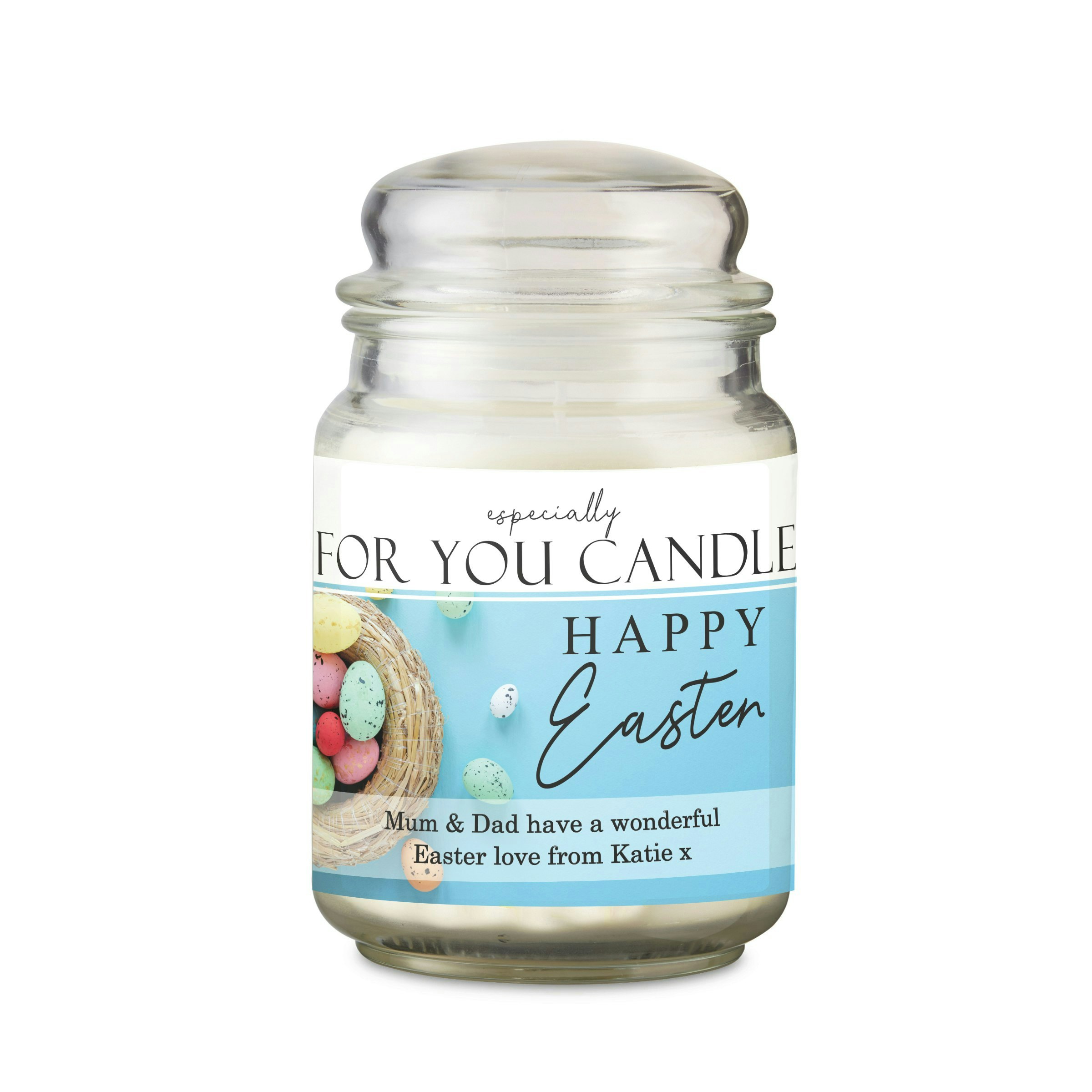 Rackhams Personalised Happy Easter Large Scented Candle Jar