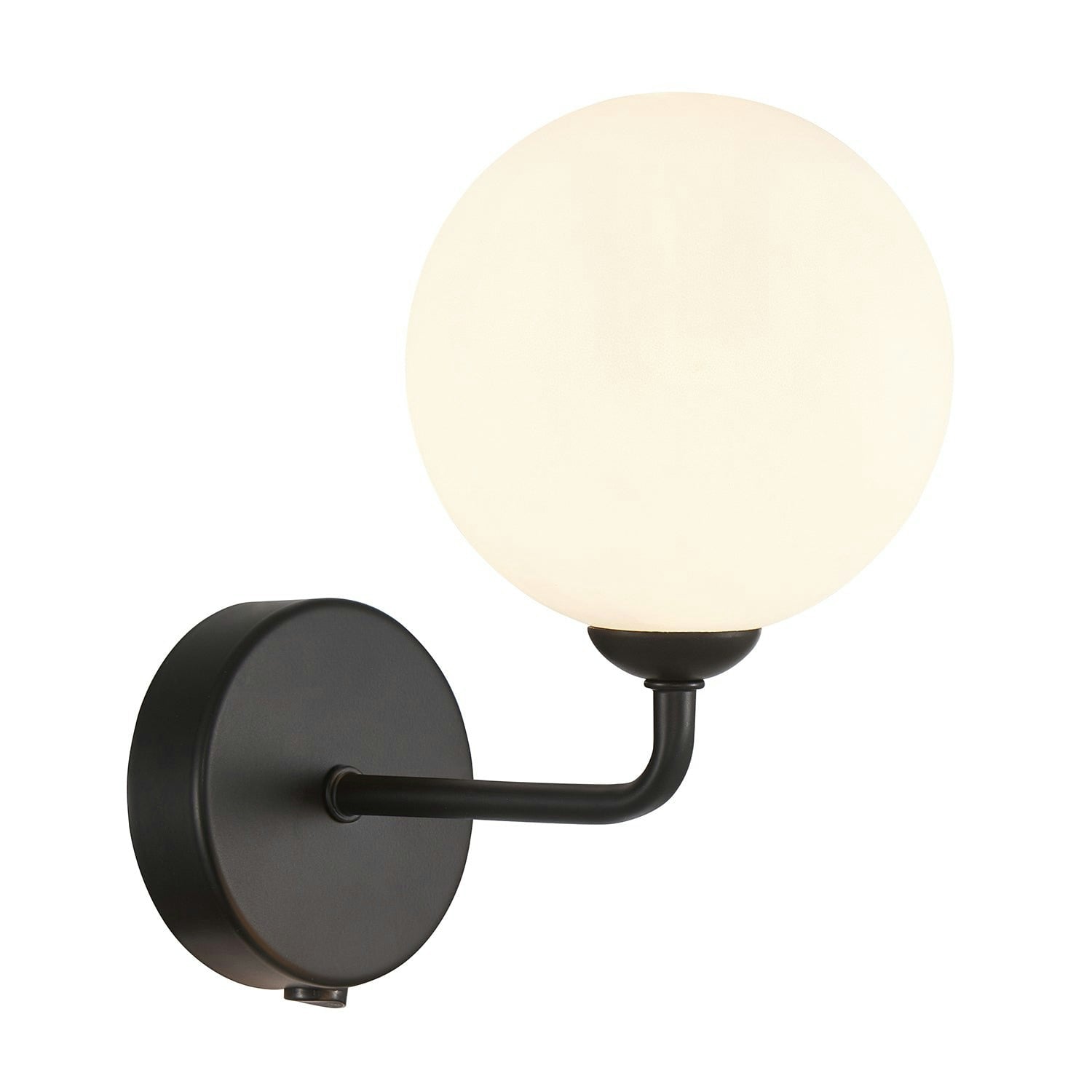Happy Homewares Black/Light/White Contemporary Chic Matte Wall With Opal Globe Glass Shade