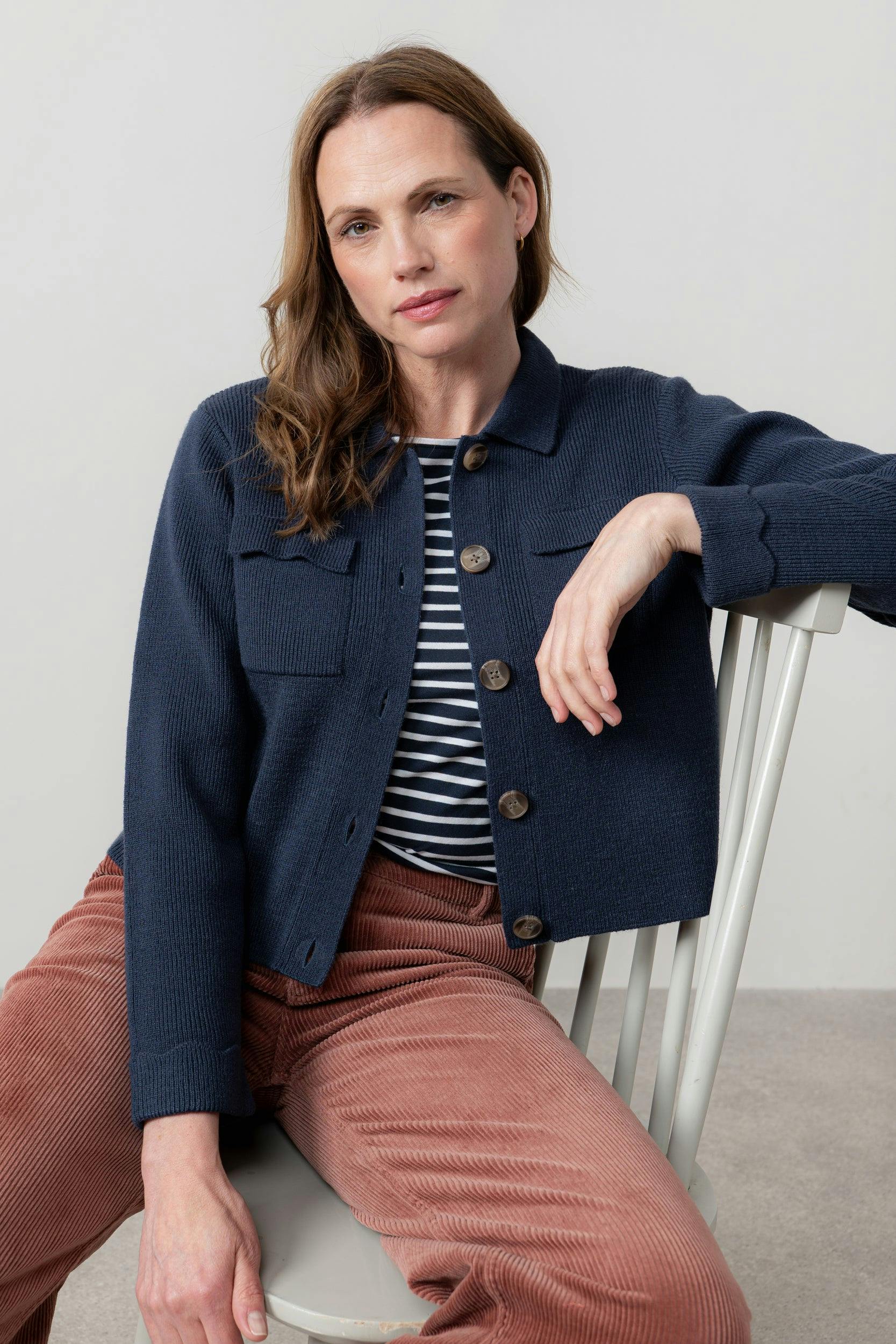 Lily & Me Chestnut Knitted Jacket Navy - 20 - Navy