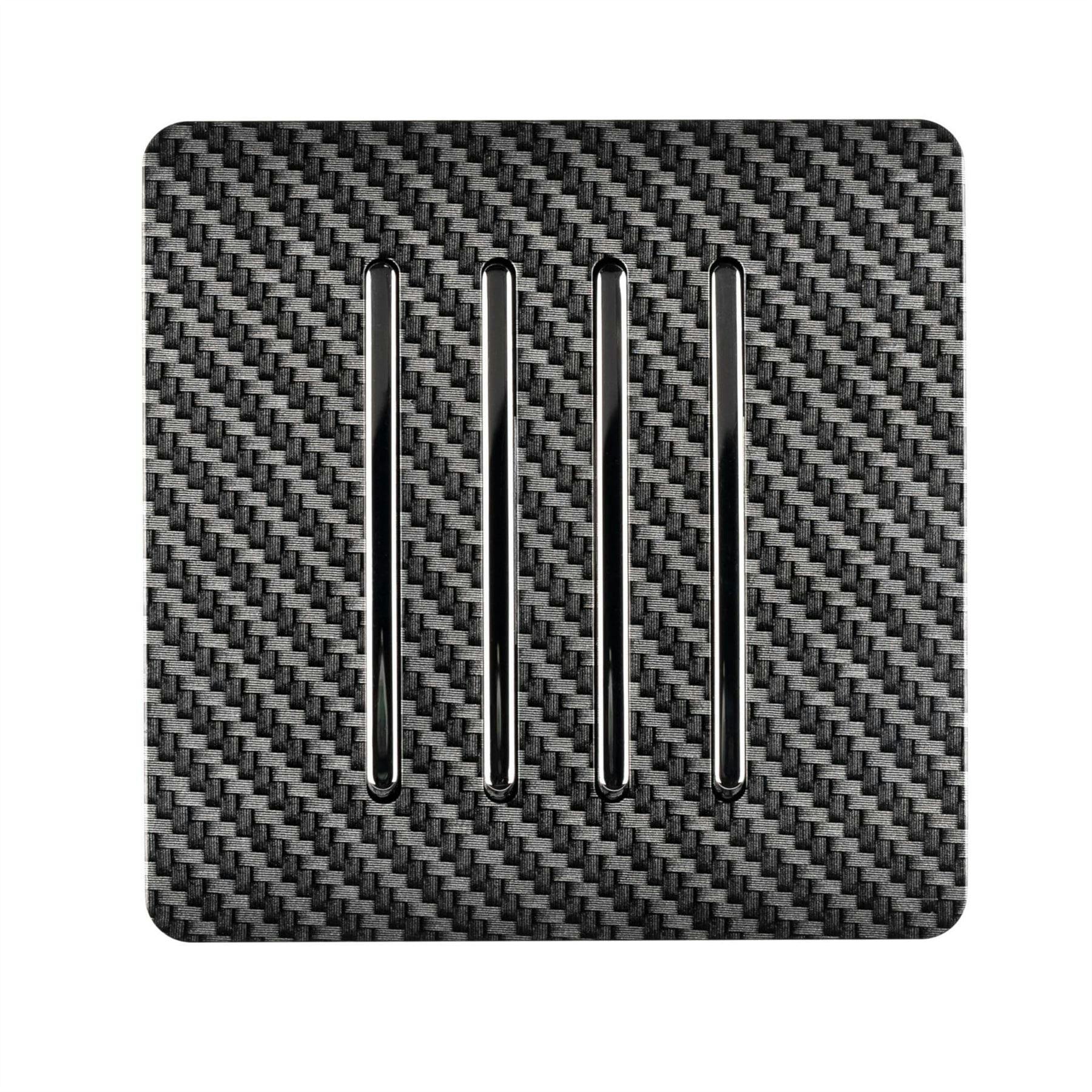 Trendi 4 Gang 2 Way Artistic Modern Glossy 10 Amp Rocker Tactile Light Switch Carbon Fibre - Image 5