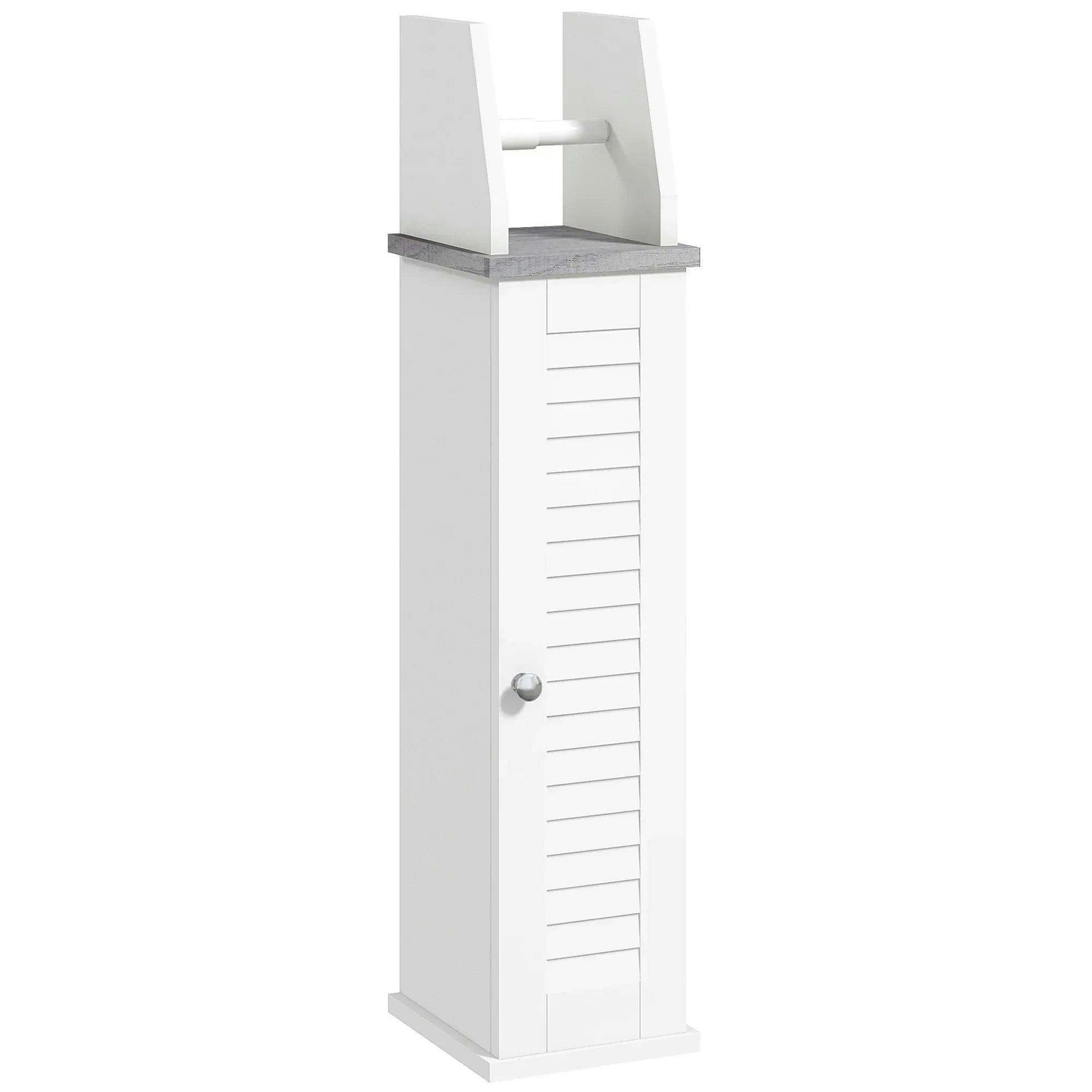 Rackhams White Slim Toilet Roll Storage Unit With Cupboard And Adjustable Shelf, - Image 6