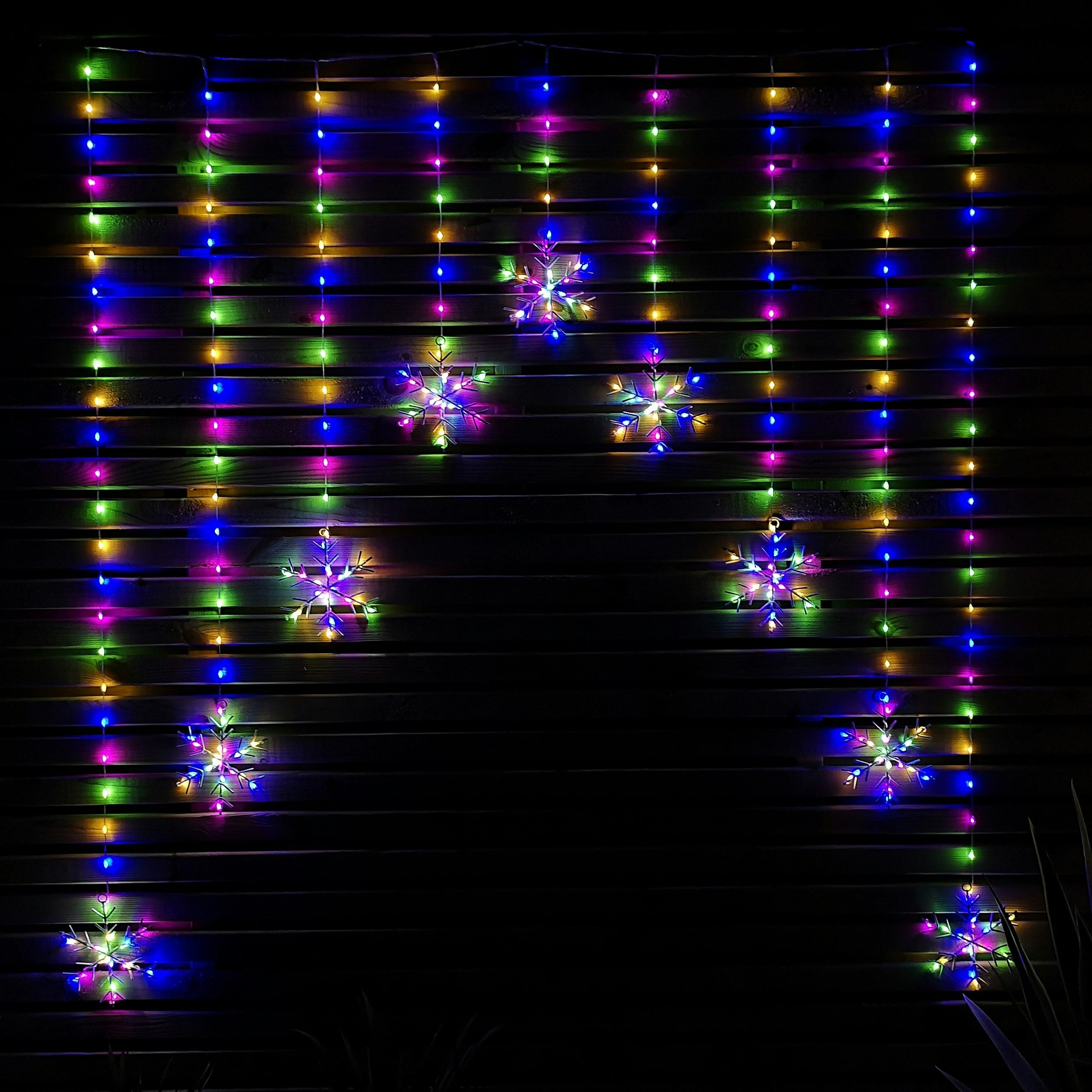 Rackhams 1.2M Multi Colour Led Snowflake Curtain Lights Christmas Decorations