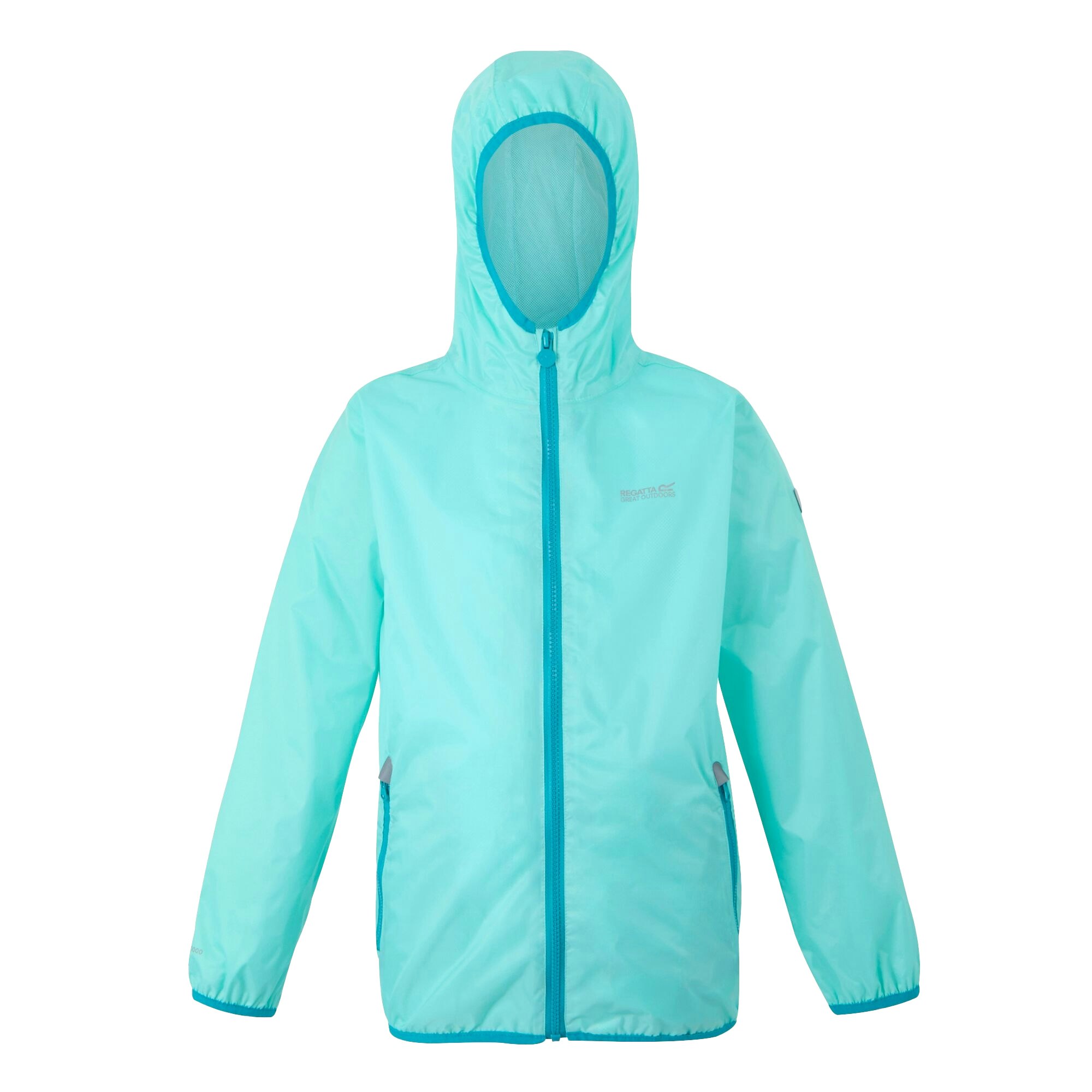 Regatta Blue Great Outdoors Childrens/Kids Lever Ii Packaway Rain Jacket - Aruba /Exotic Plume - Aruba /Exotic Plume Size 15 Years