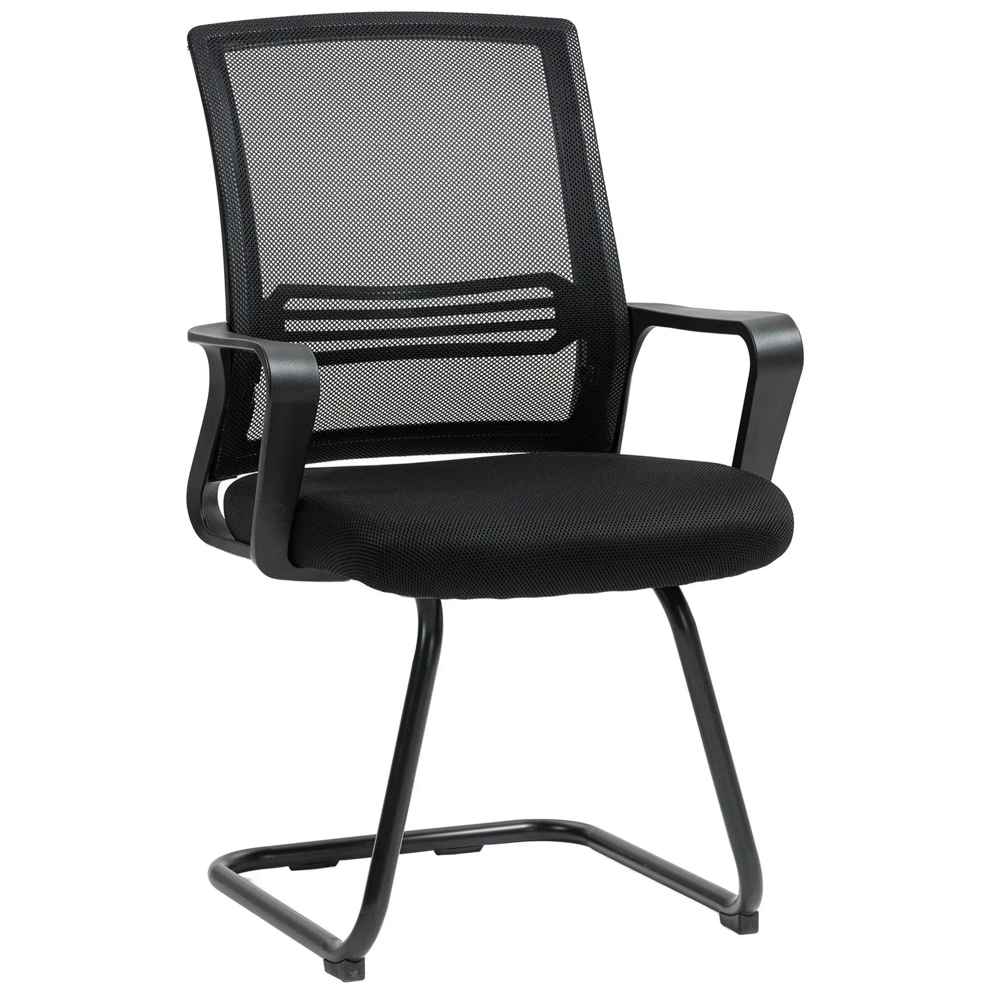 Portland Black Mesh Office Chair with Sled Base - Ergonomic Design - Breathable Fabric - Image 5