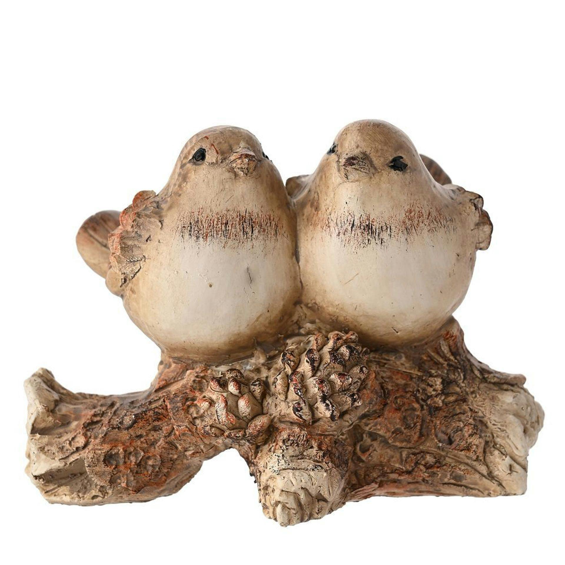 Rackhams Cream/Brown Wood Effect Resin Birds On A Branch