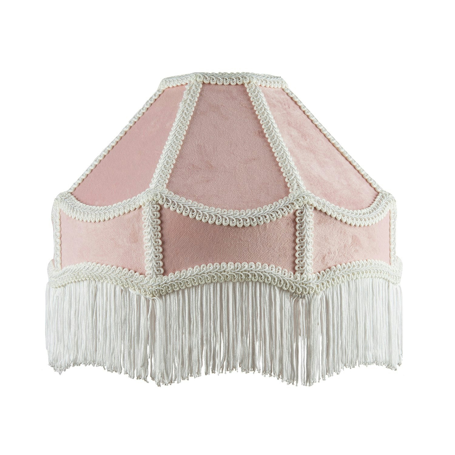 Rackhams Pink Traditional Victorian Empire Lampshade In Soft Blush Velvet With Tassels