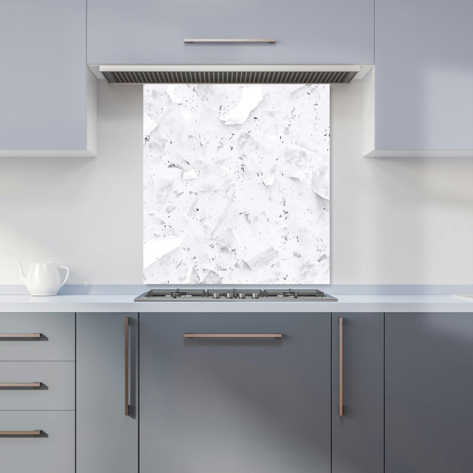 Warren Reed White - Designer Ice Quartz Effect Kitchen Splashback - W700mm X H750mm
