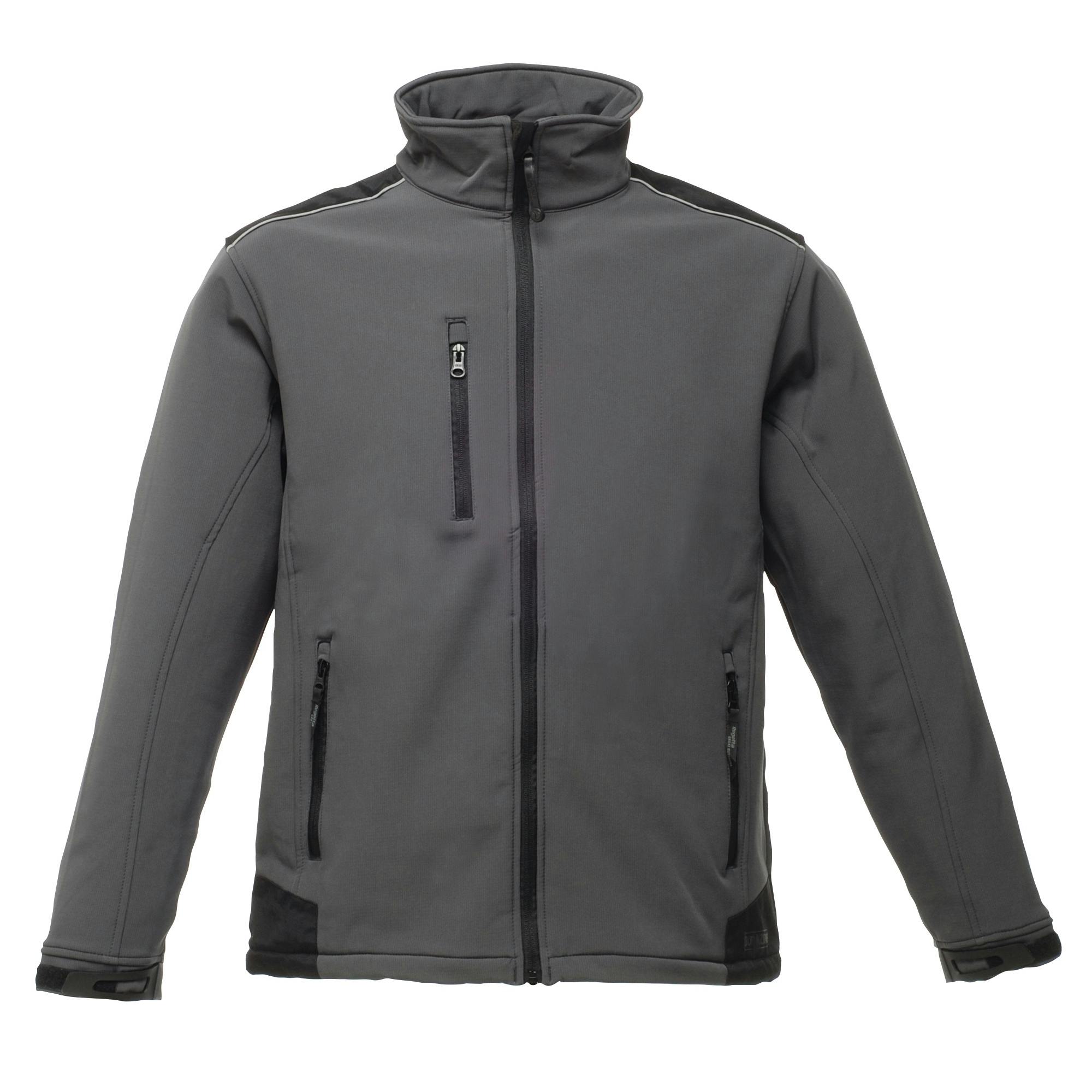 Regatta Men's Grey/Black Sandstorm Hardwearing Workwear Softshell Jacket (Water Repellent) - Seal - 3XL - Seal - 96% Polyester/4% Elastane
