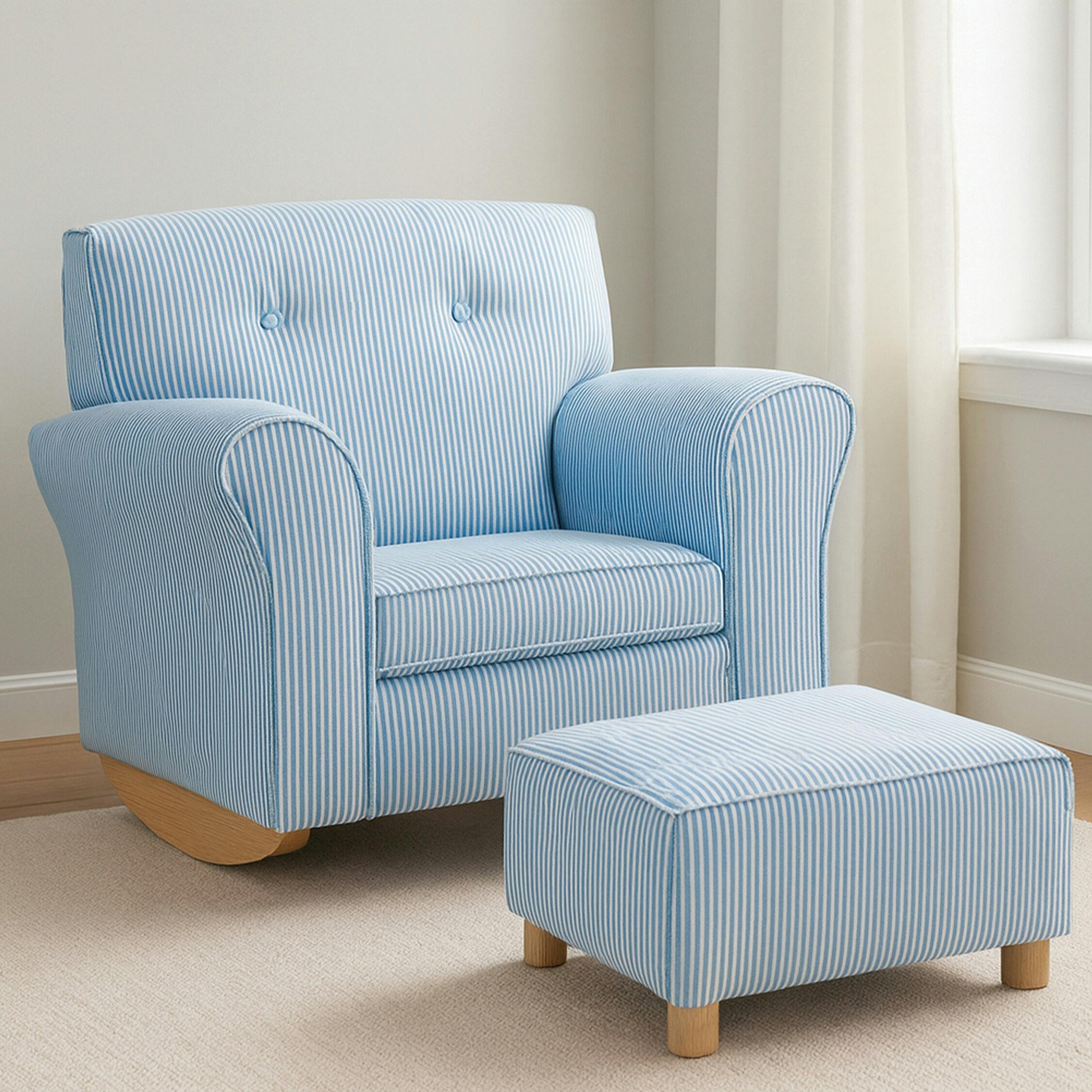 Premier Housewares Kids Stripe Rocking Chair With Footstool - Image 3