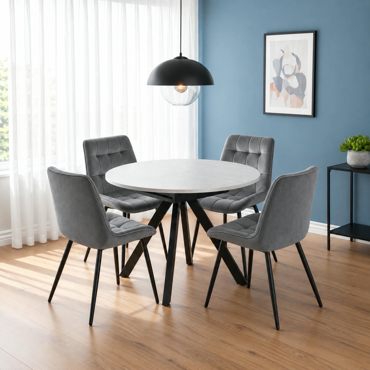 Outdoor Living Grey Harley Extendable Dining Table With 4 Erica Chairs